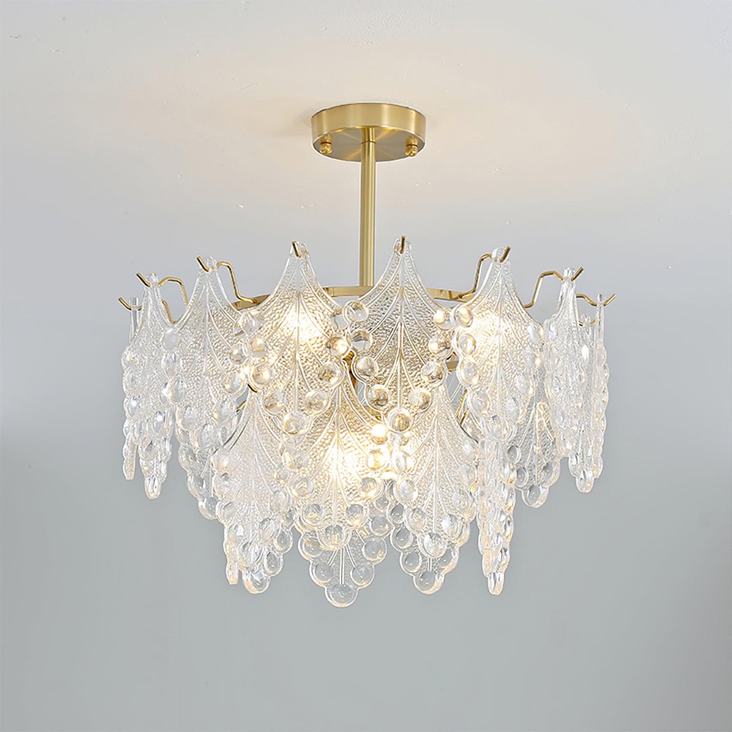 Tiered Carved Glass Chandelier - Cueteks