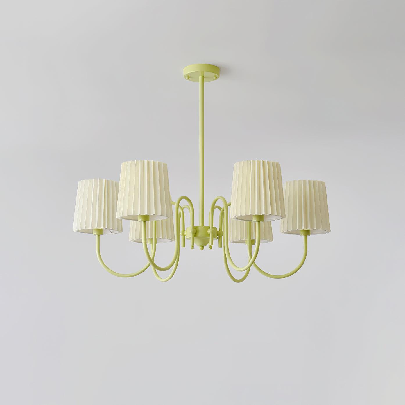 Pleated Fabric Matcha Chandelier - Cueteks