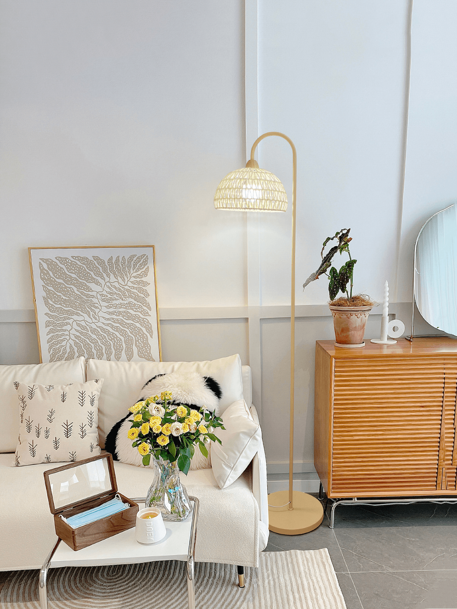 Rattan Arch Floor Lamp - Cueteks