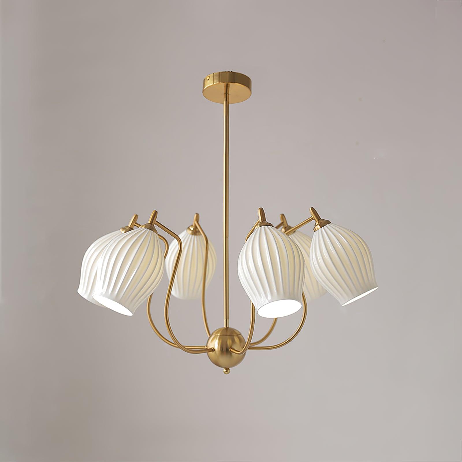 Ceramic Ribbed Chandelier - Cueteks