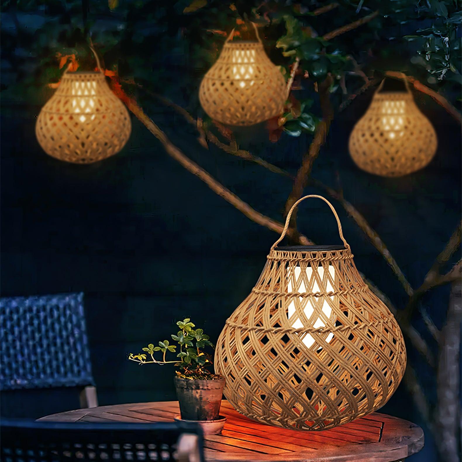Woven Sphere Solar Lantern Outdoor Lamp - Cueteks
