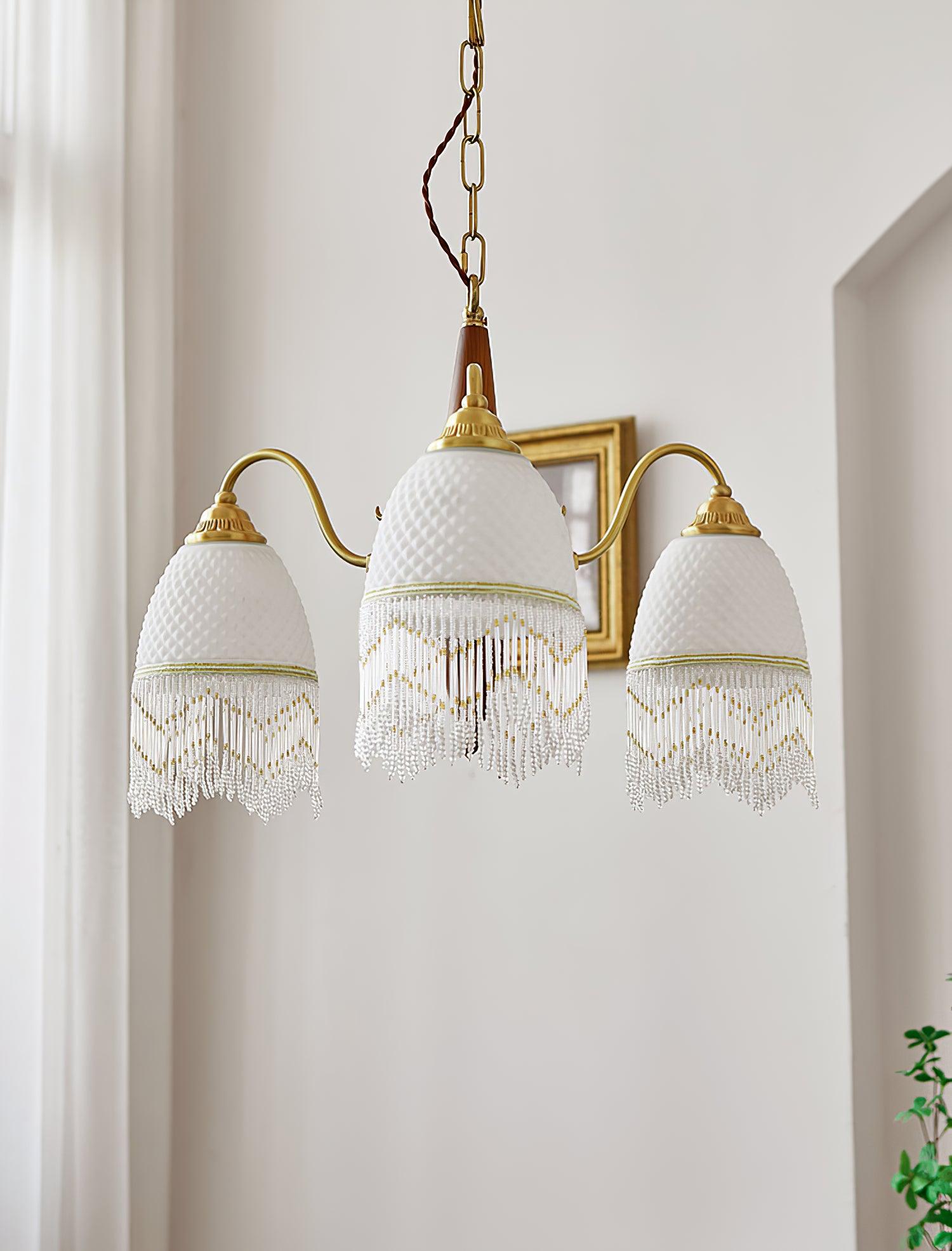 Mesh Tassel Glass Chandelier - Cueteks