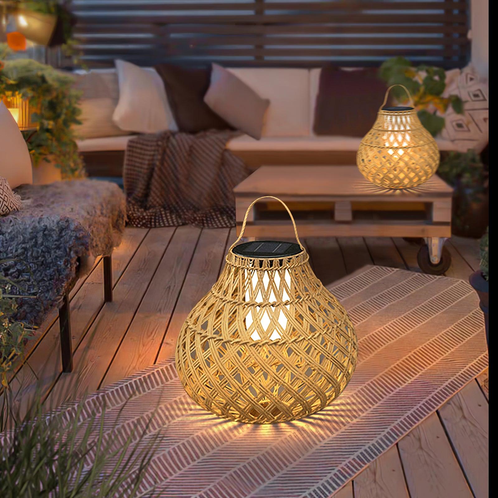 Woven Sphere Solar Lantern Outdoor Lamp - Cueteks