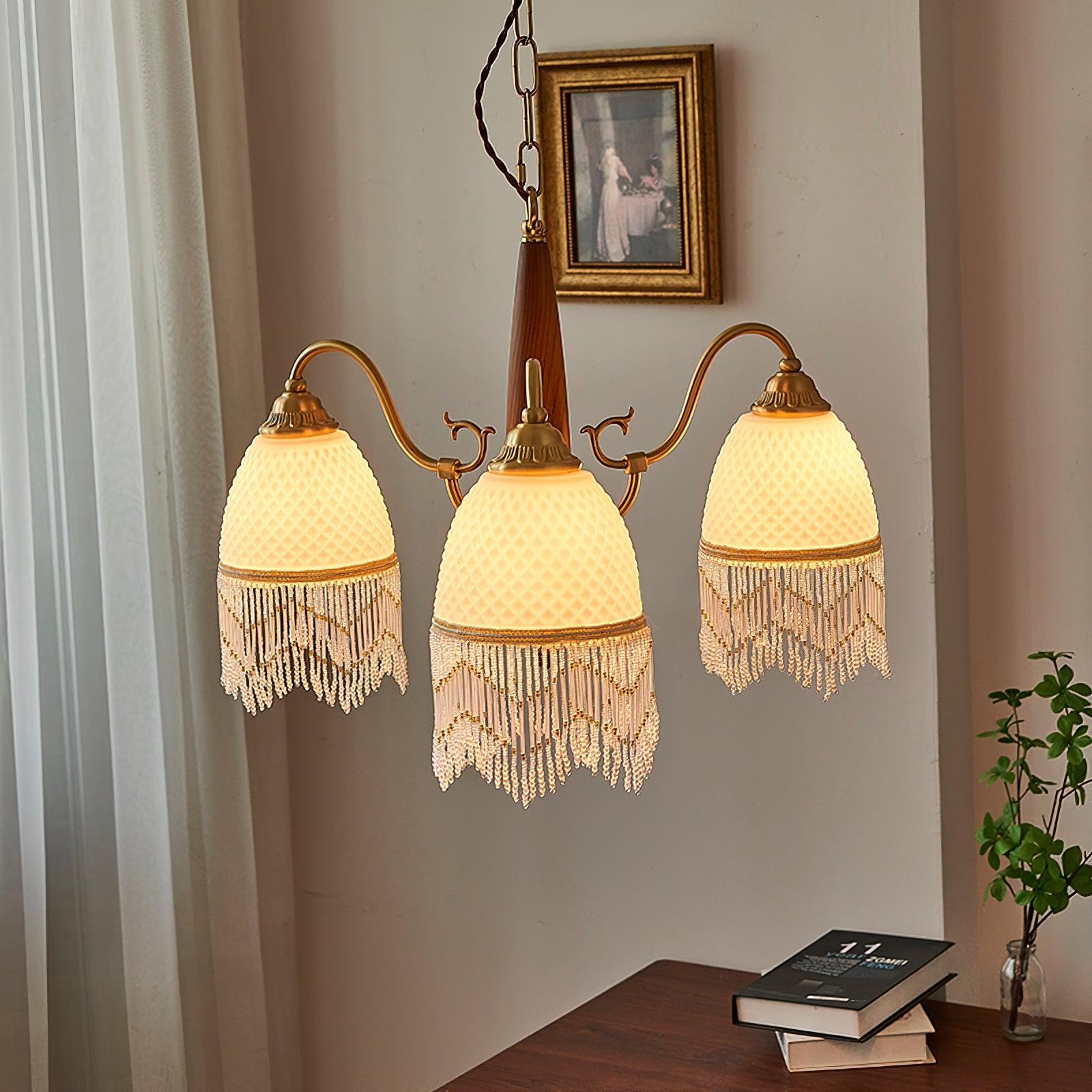 Mesh Tassel Glass Chandelier - Cueteks