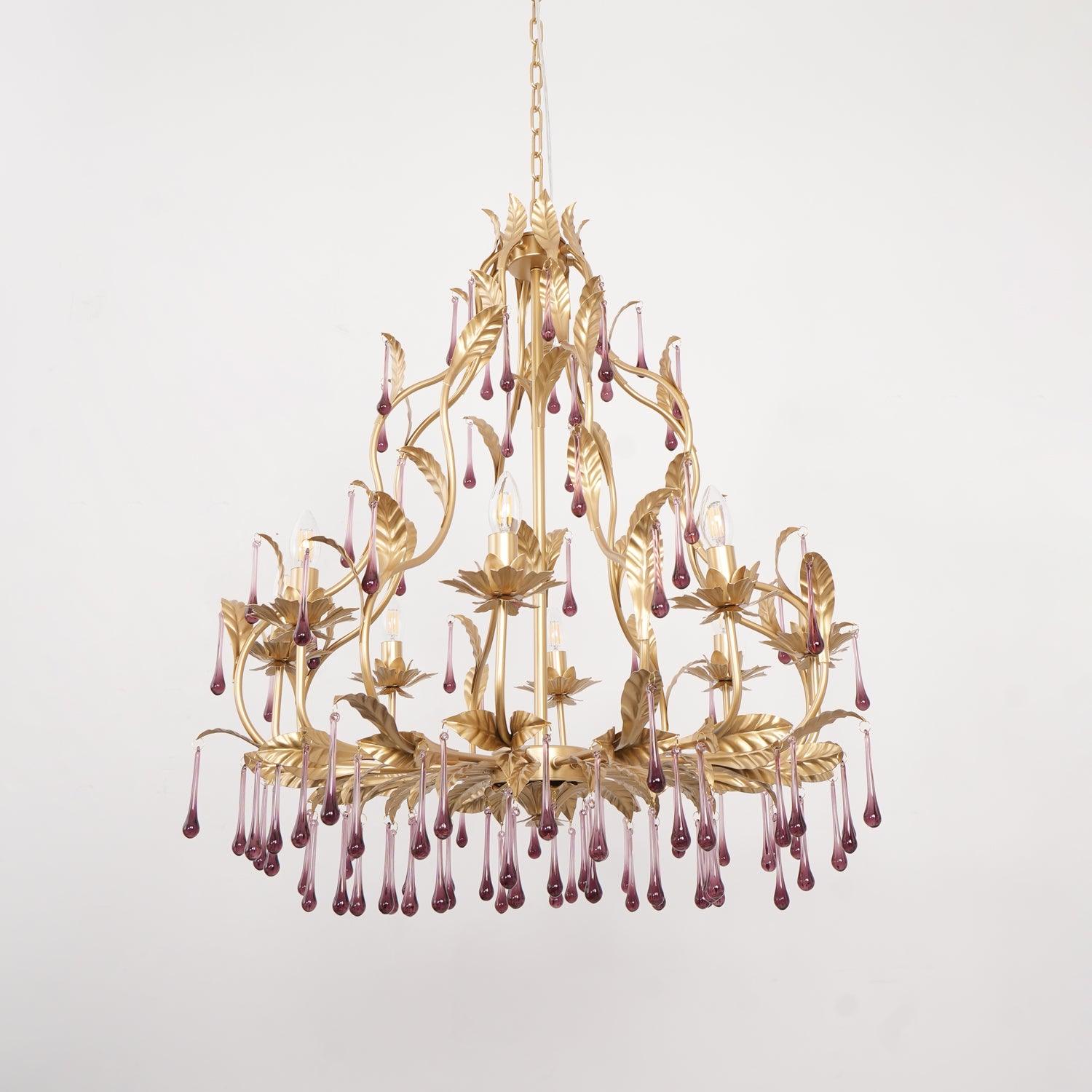 Amethyst Drops Crystal Chandelier - Cueteks
