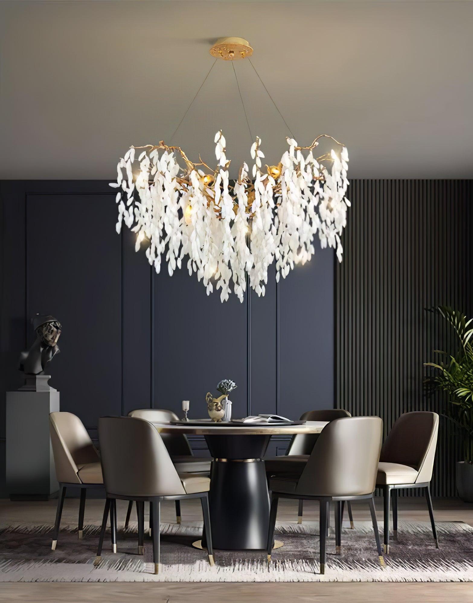 White Jade Branch Brass Chandelier - Cueteks