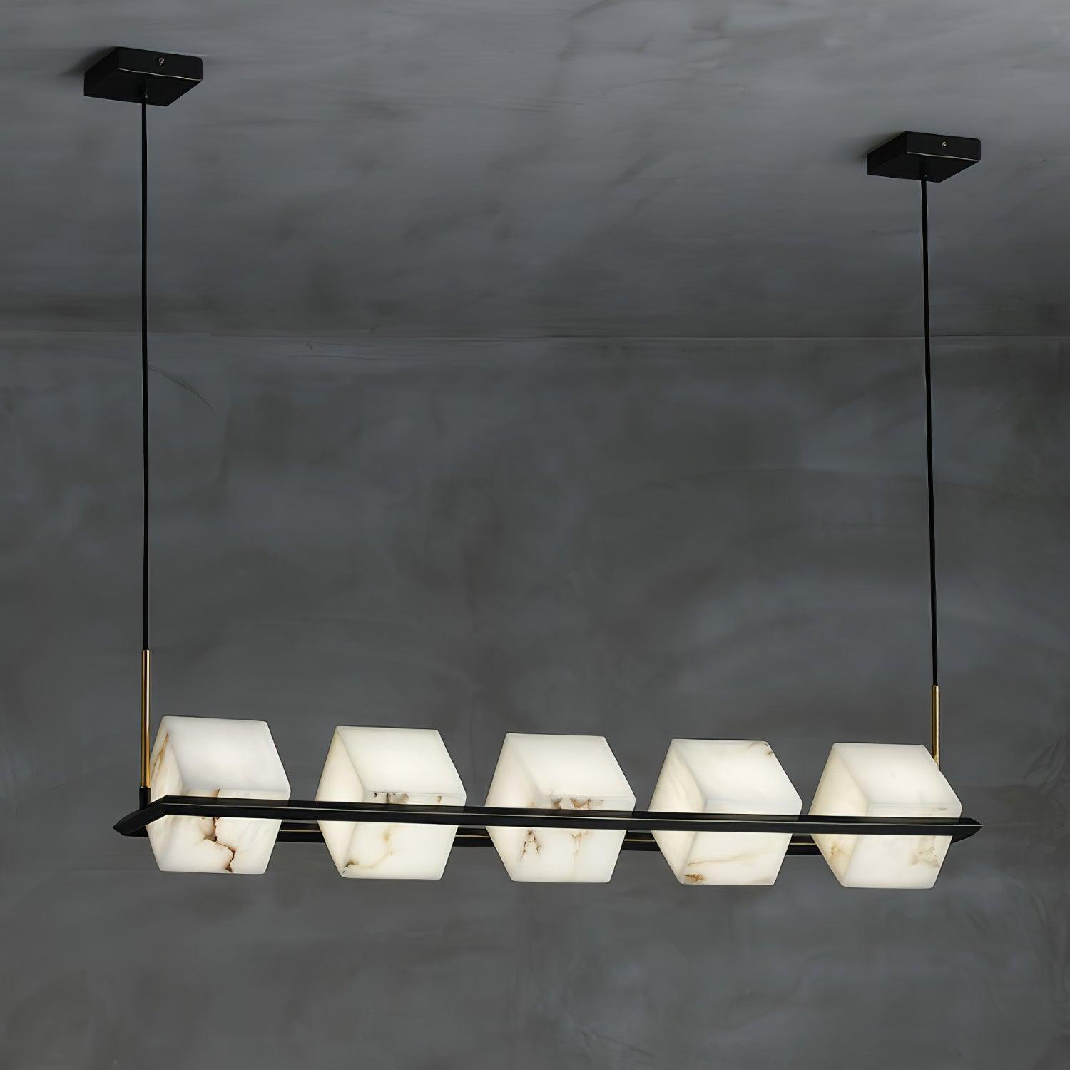 Alabaster Square Box Chandelier - Cueteks