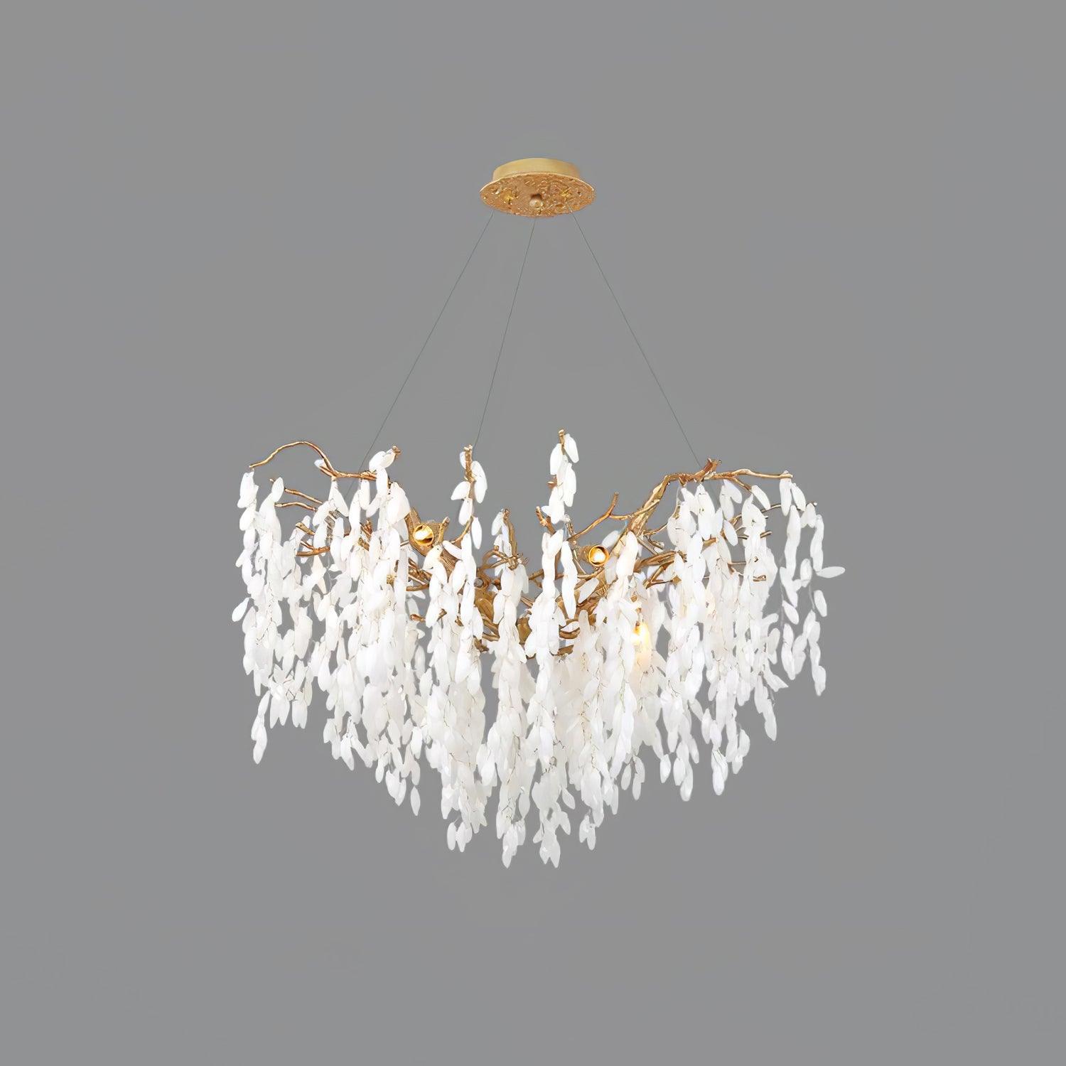 White Jade Branch Brass Chandelier - Cueteks