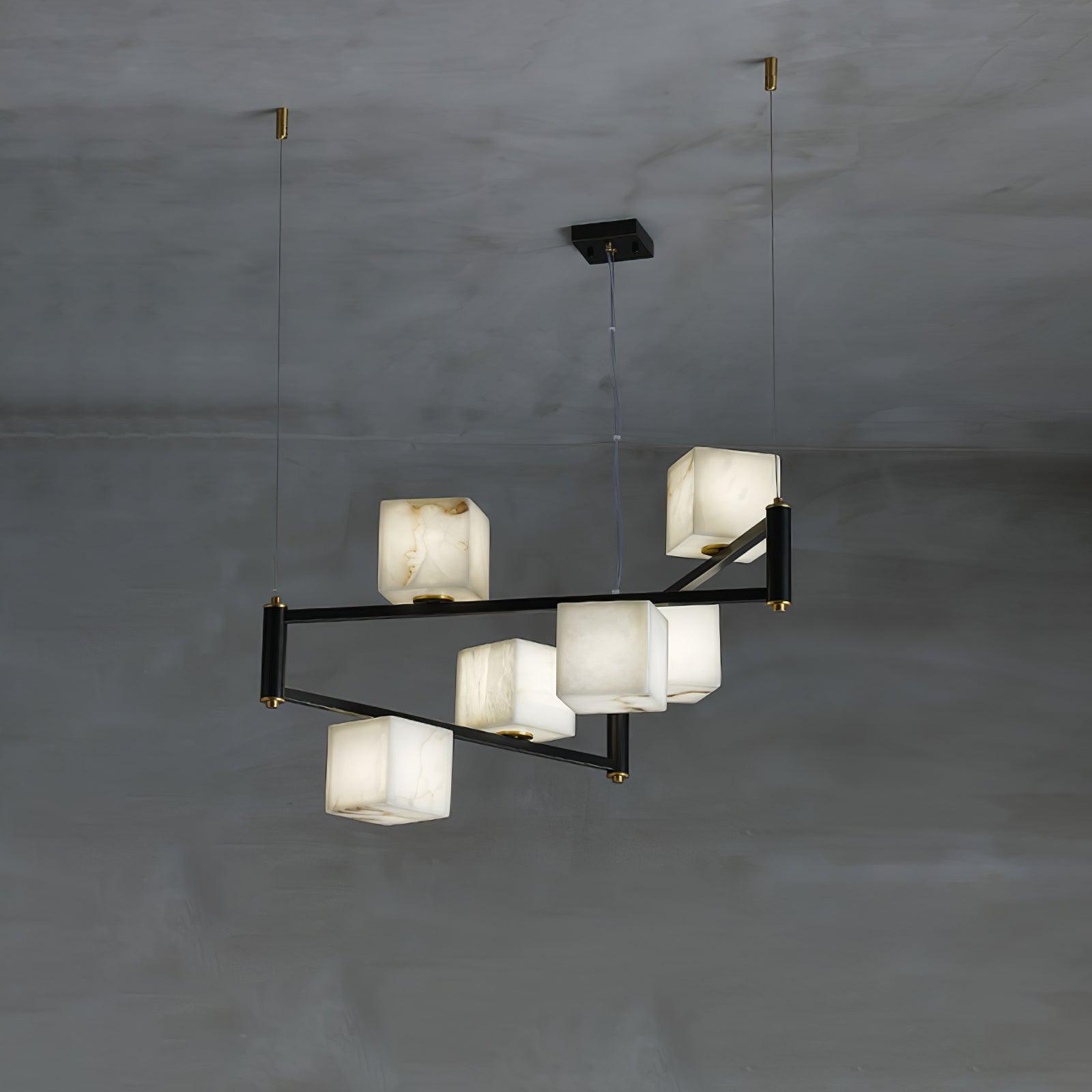 Alabaster Square Box Chandelier - Cueteks