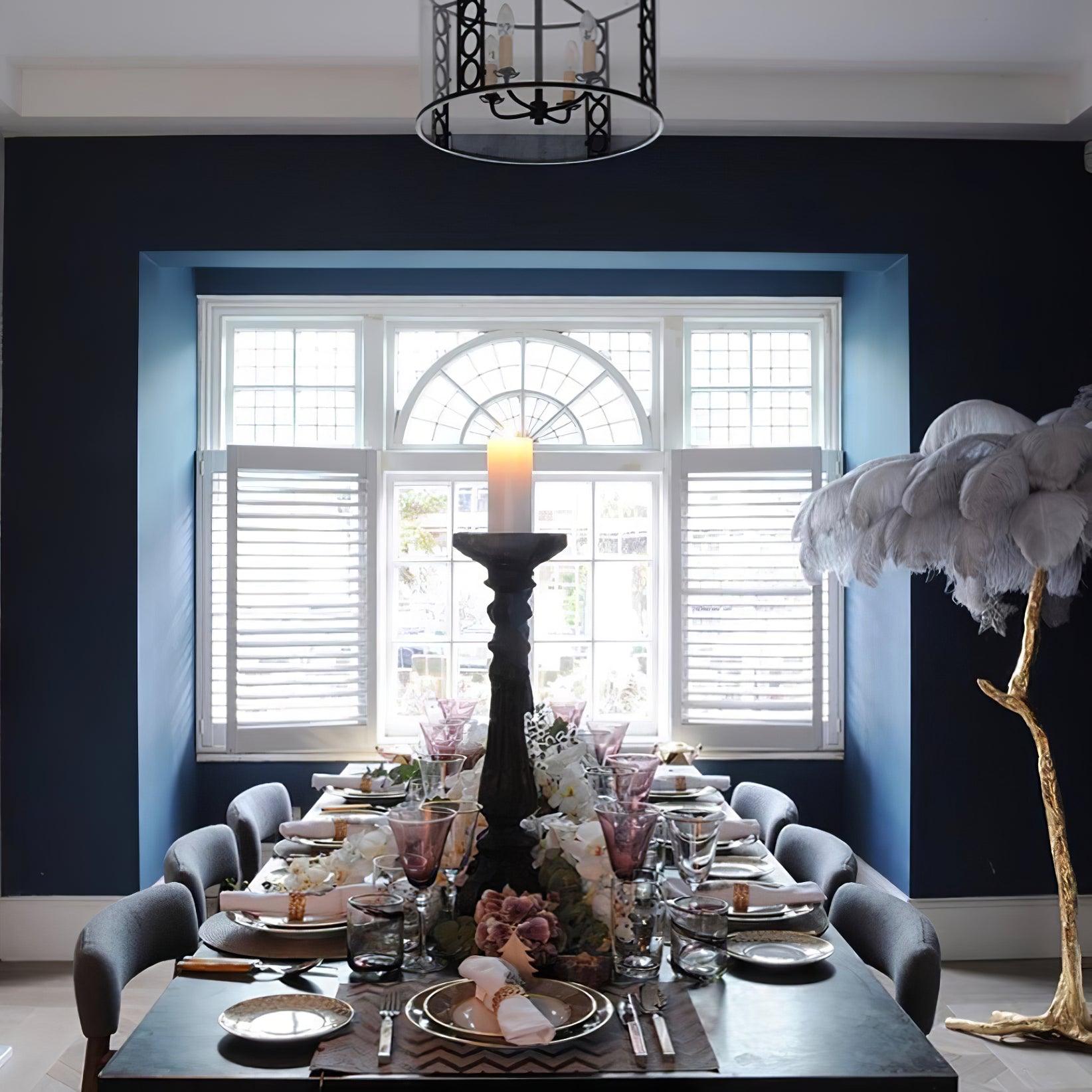 Ostrich Feather Brass Floor Lamp - Cueteks