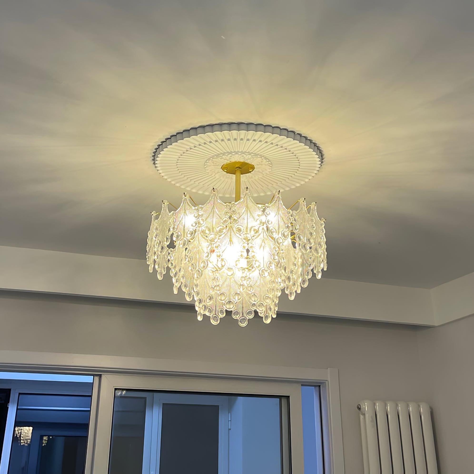 Tiered Carved Glass Chandelier - Cueteks