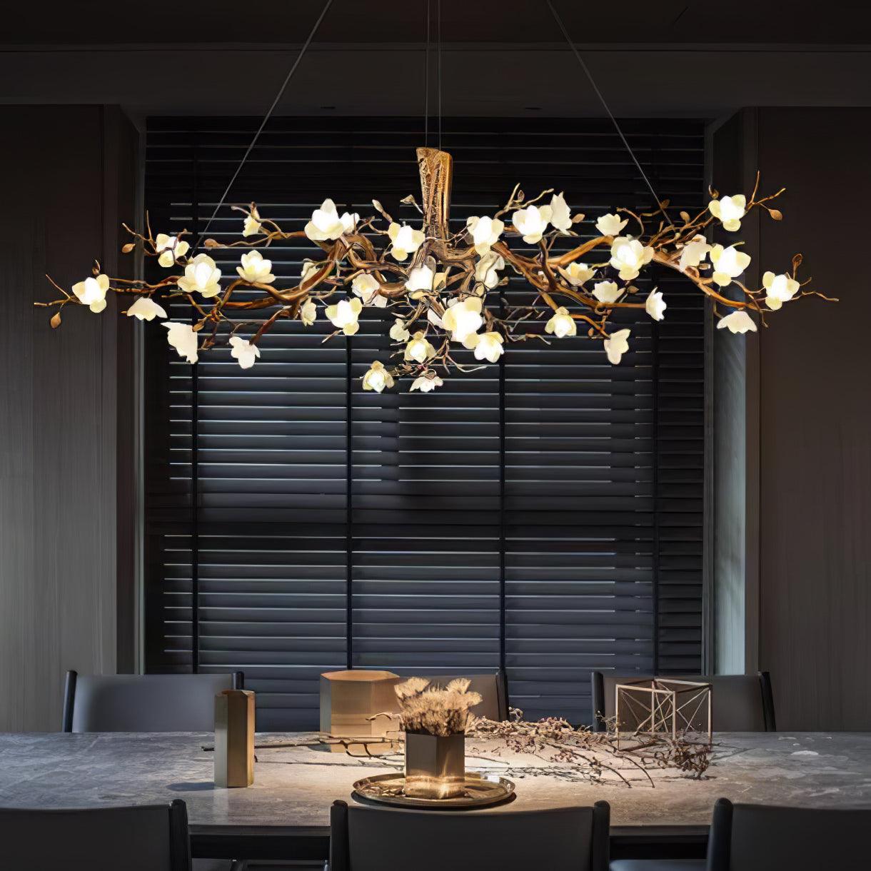 Flower Bloom Branch Brass Chandelier - Cueteks
