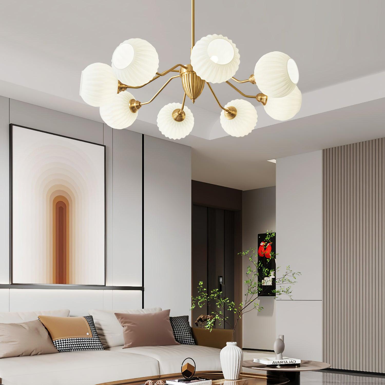 Ribbed Glass Ball Chandelier - Cueteks