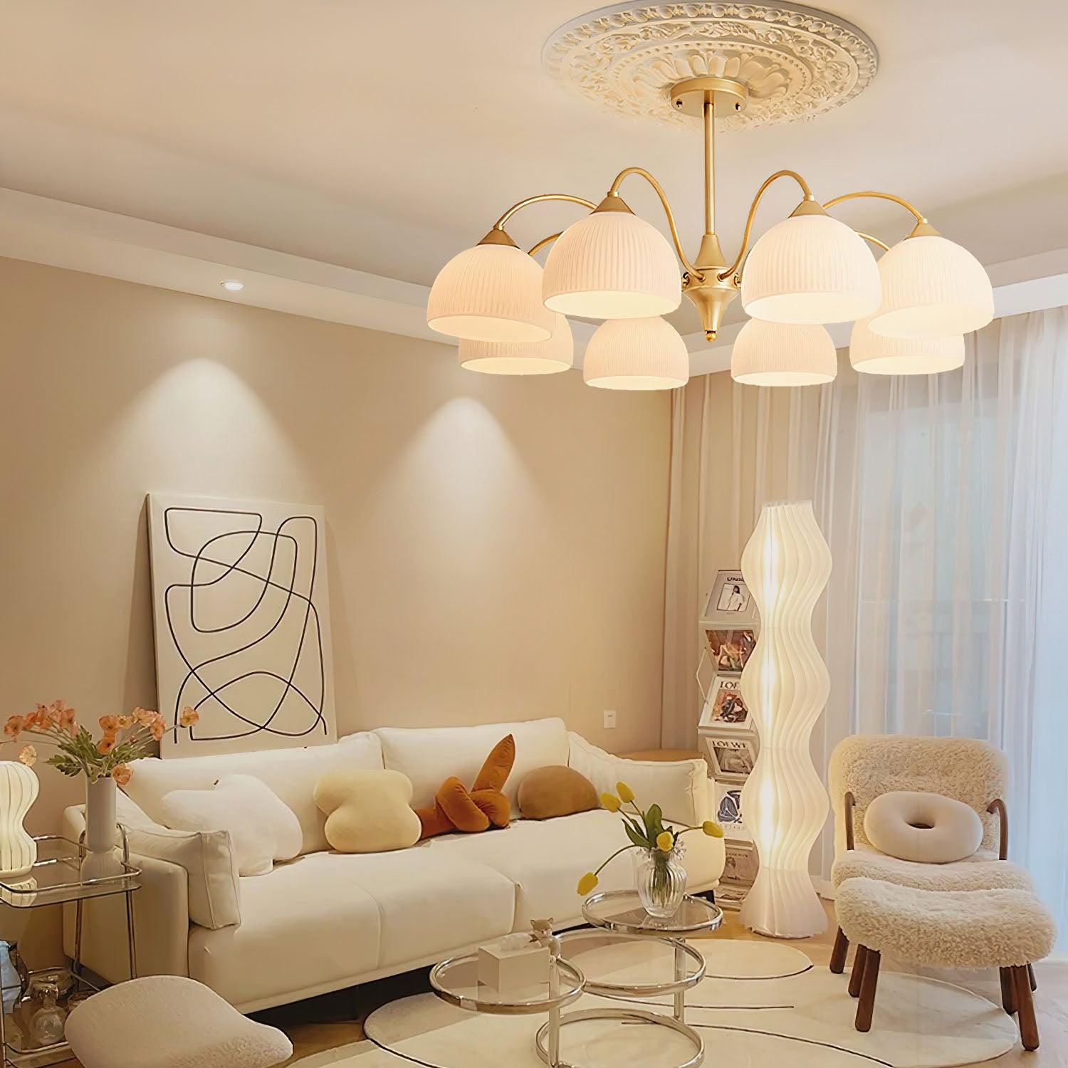 Striped Glass Bowl Chandelier - Cueteks