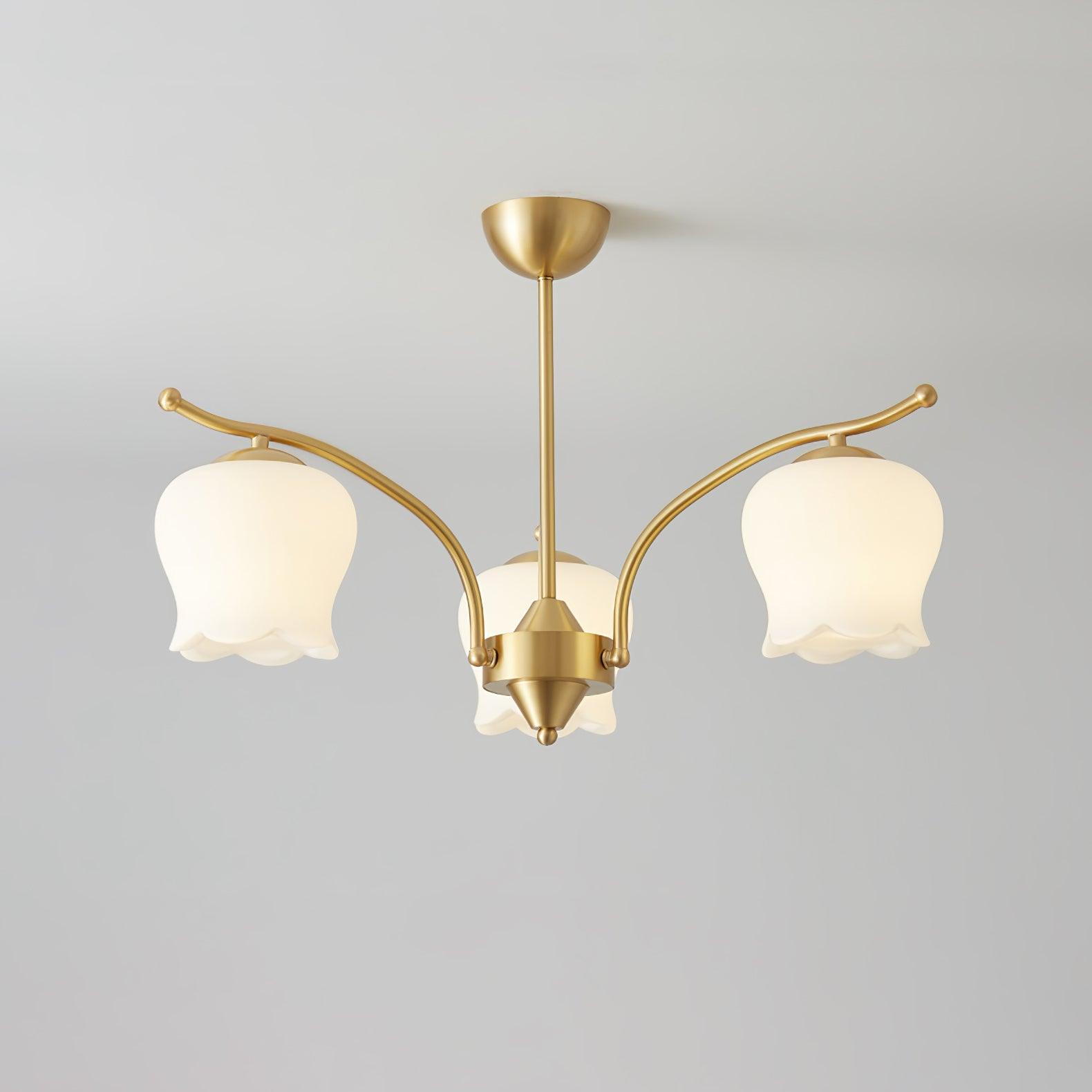 Tulip Brass Chandelier - Cueteks