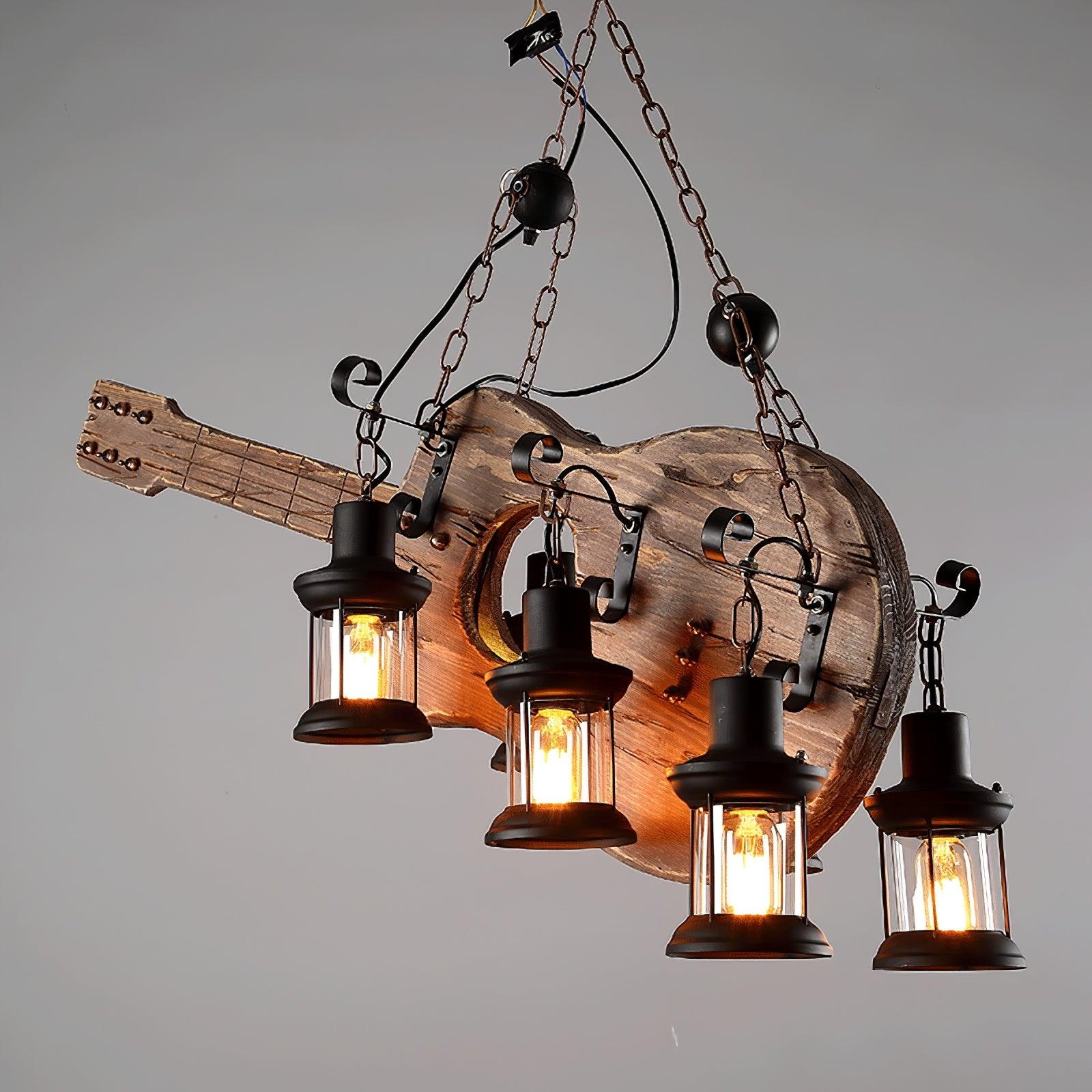 Illuminated lanterns around acoustic-style body