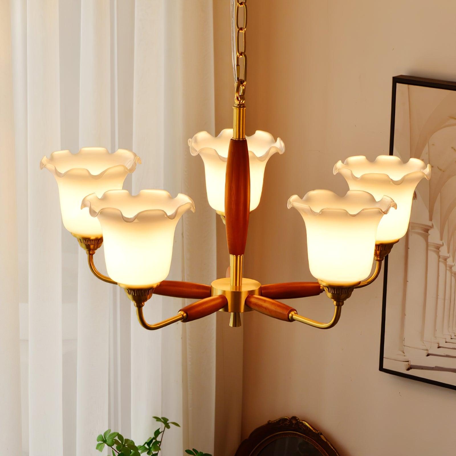 Trumpet Flower Glass Chandelier - Cueteks