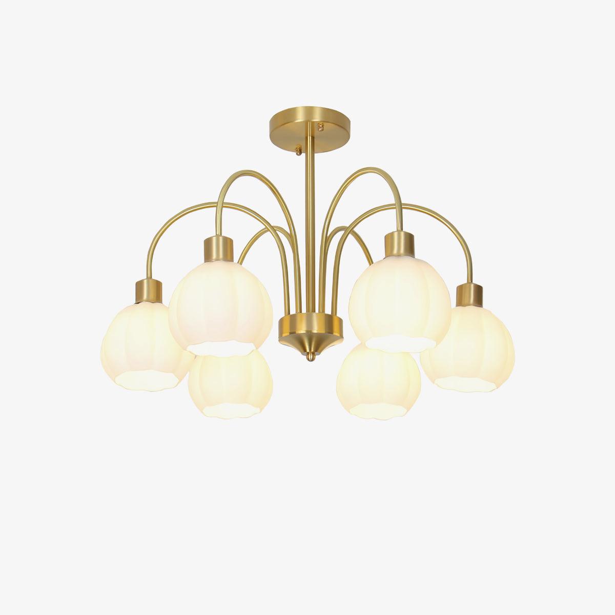 Glass Pumpkin Gold Chandelier - Cueteks