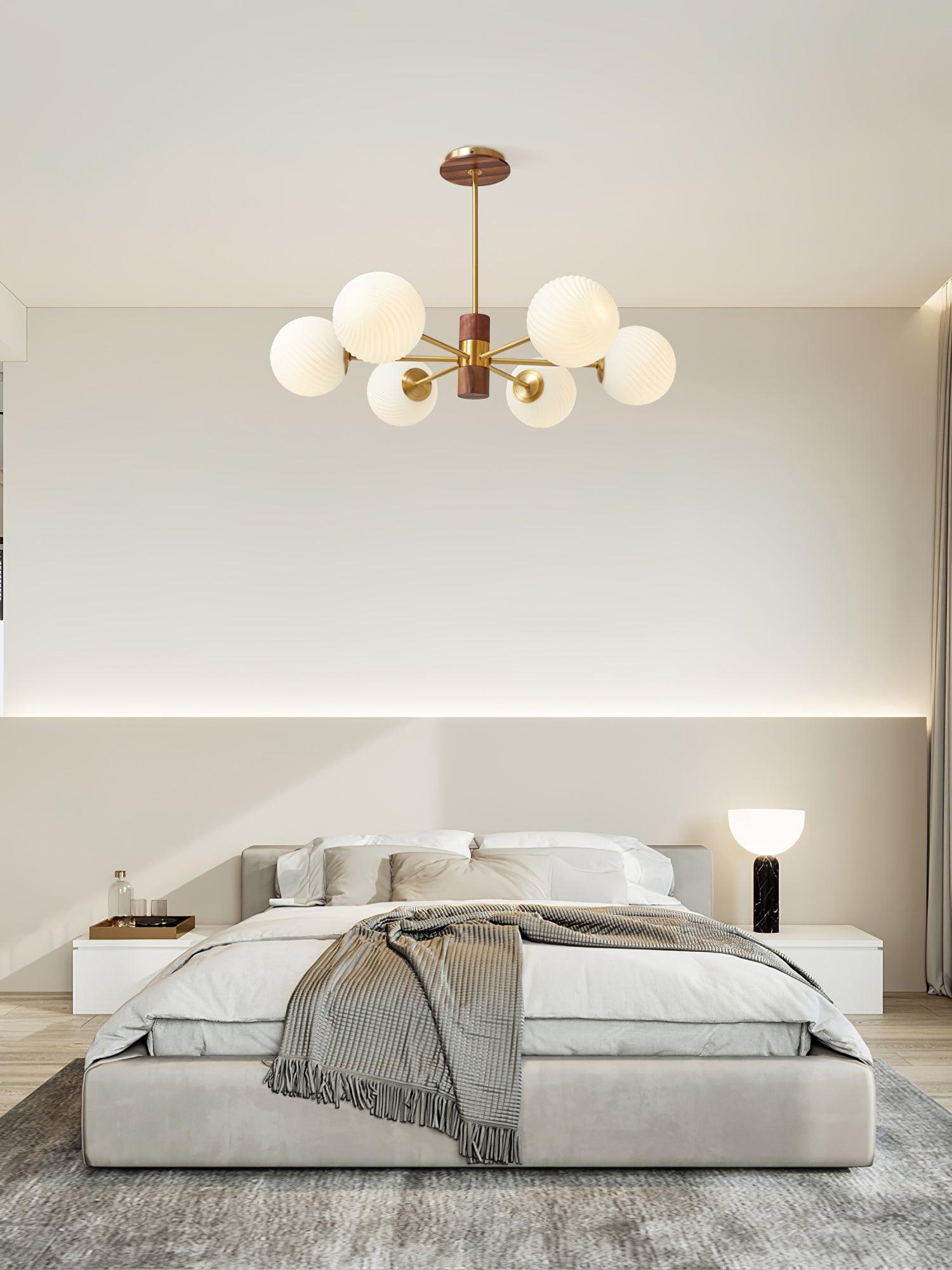 Ribbed Babble Glass Chandelier - Cueteks