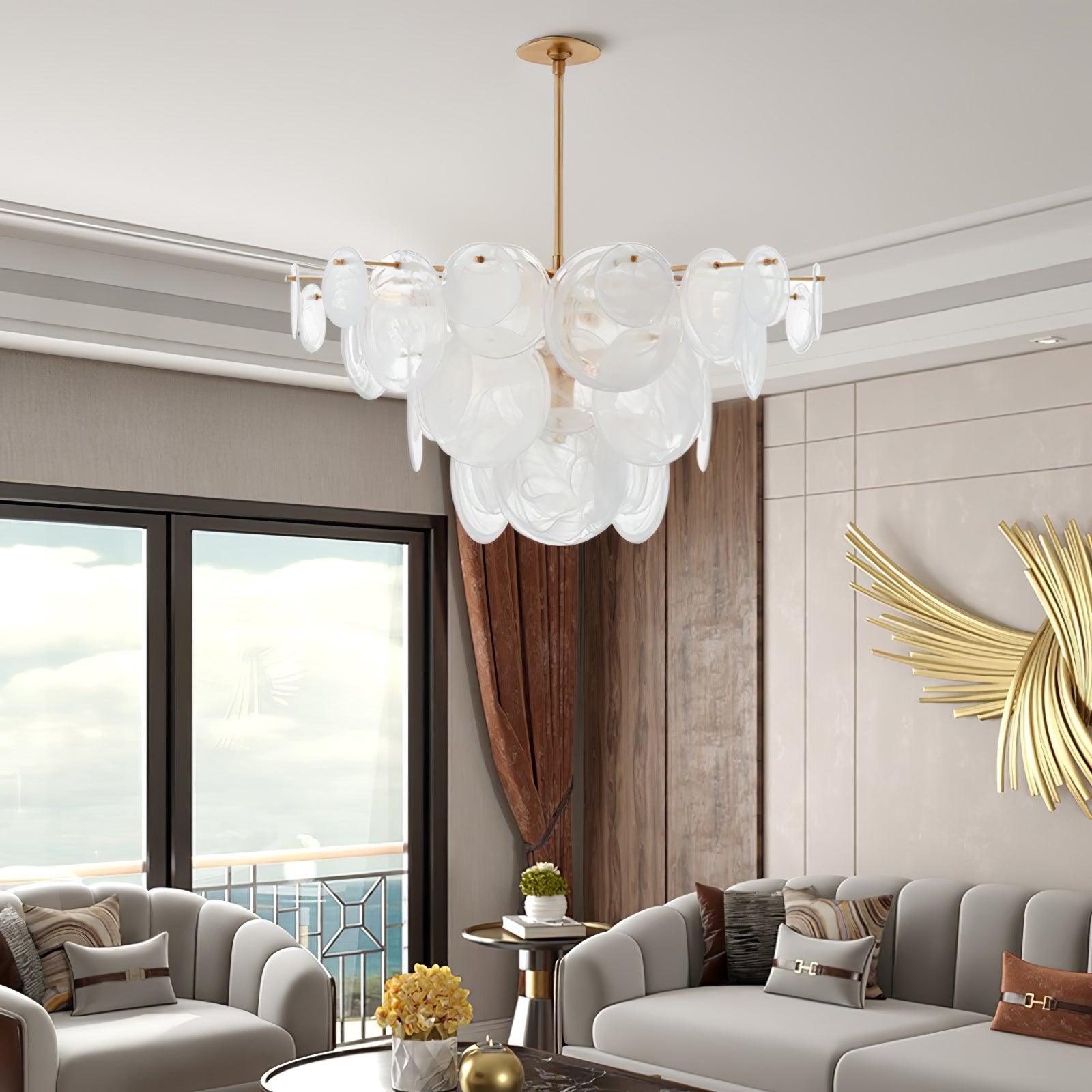 Brass Discs Cascading Chandelier - Cueteks