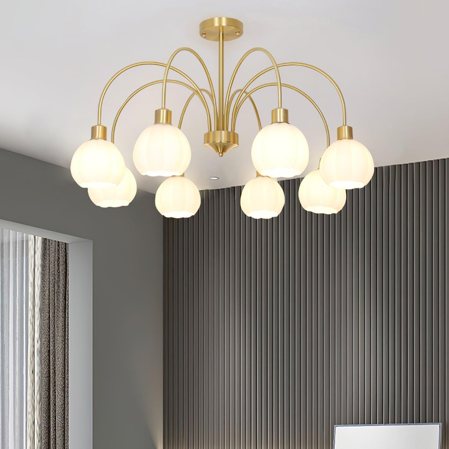 Glass Pumpkin Gold Chandelier - Cueteks
