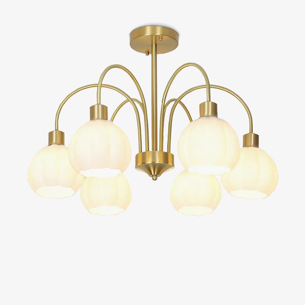 Glass Pumpkin Gold Chandelier - Cueteks