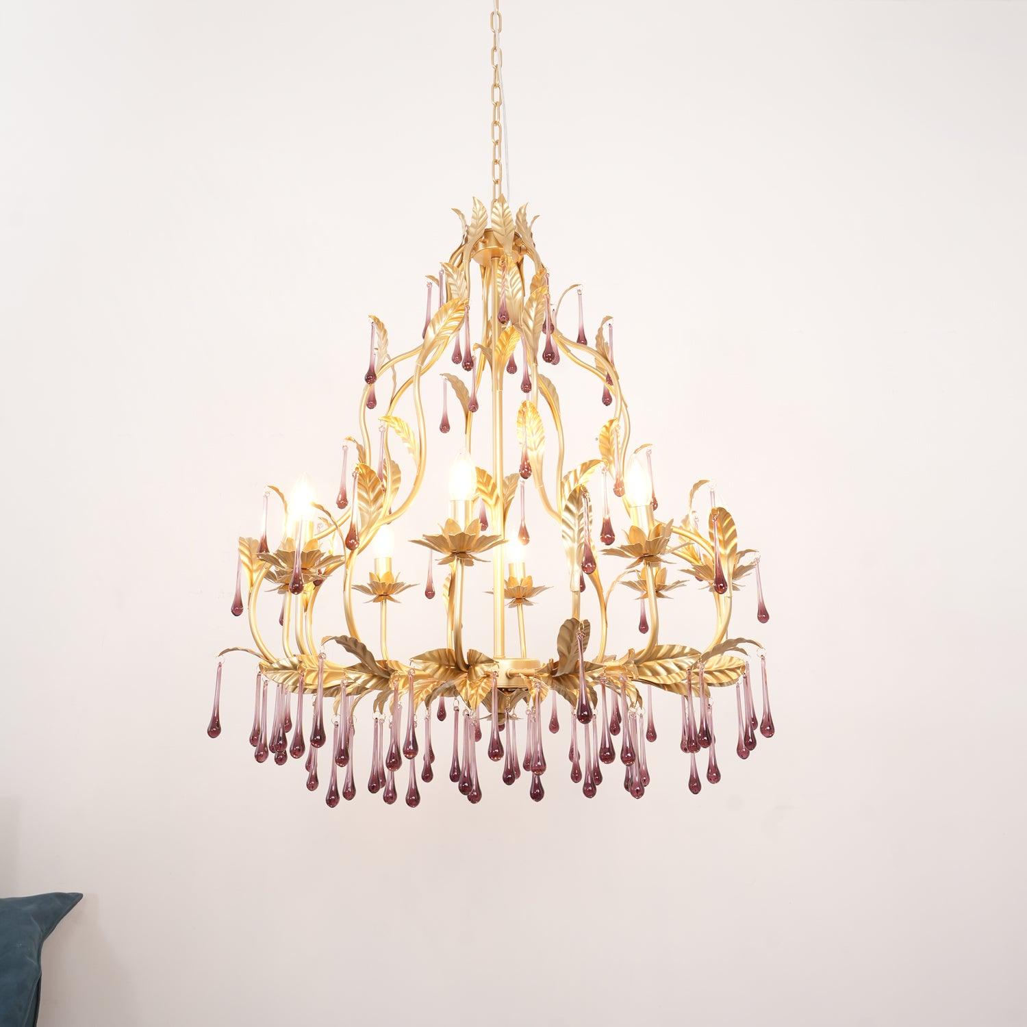 Amethyst Drops Crystal Chandelier - Cueteks