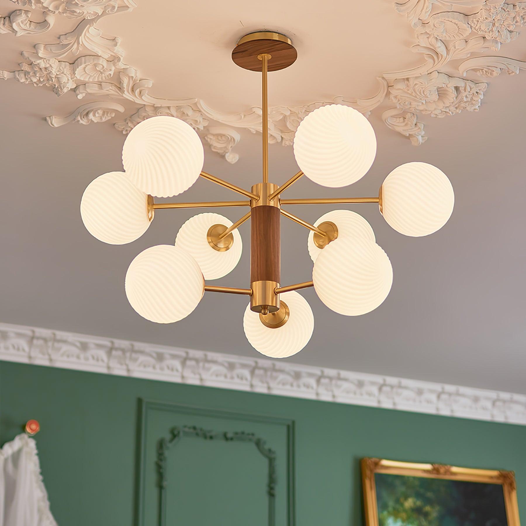 Ribbed Babble Glass Chandelier - Cueteks