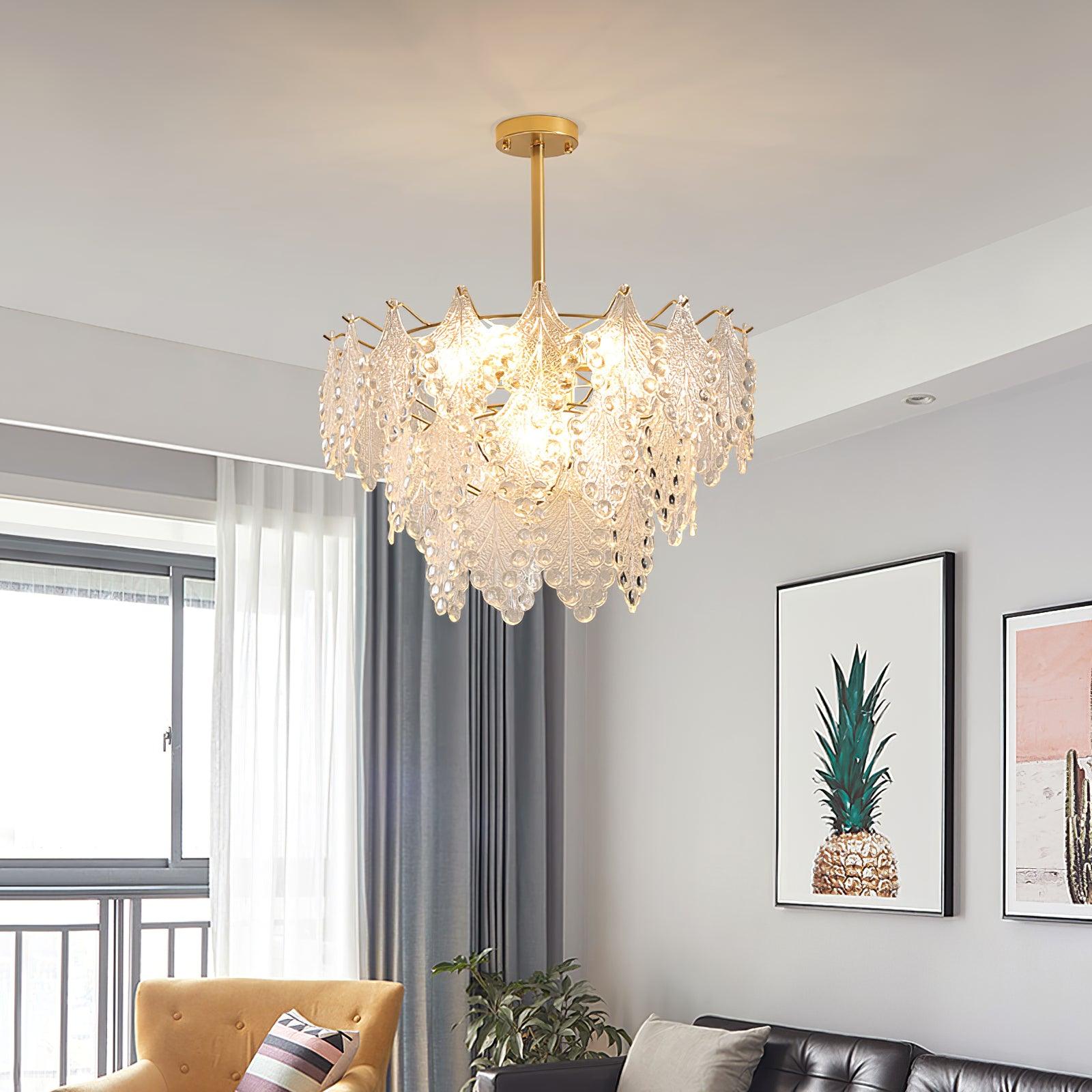 Tiered Carved Glass Chandelier - Cueteks