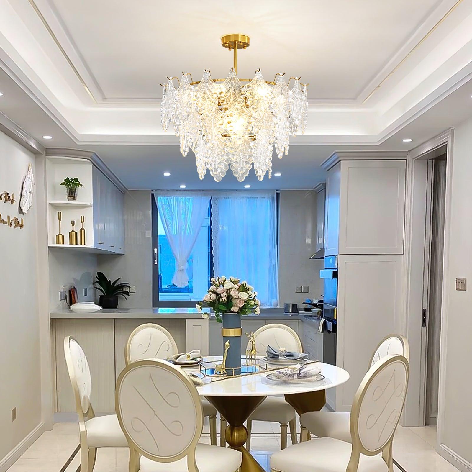 Tiered Carved Glass Chandelier - Cueteks