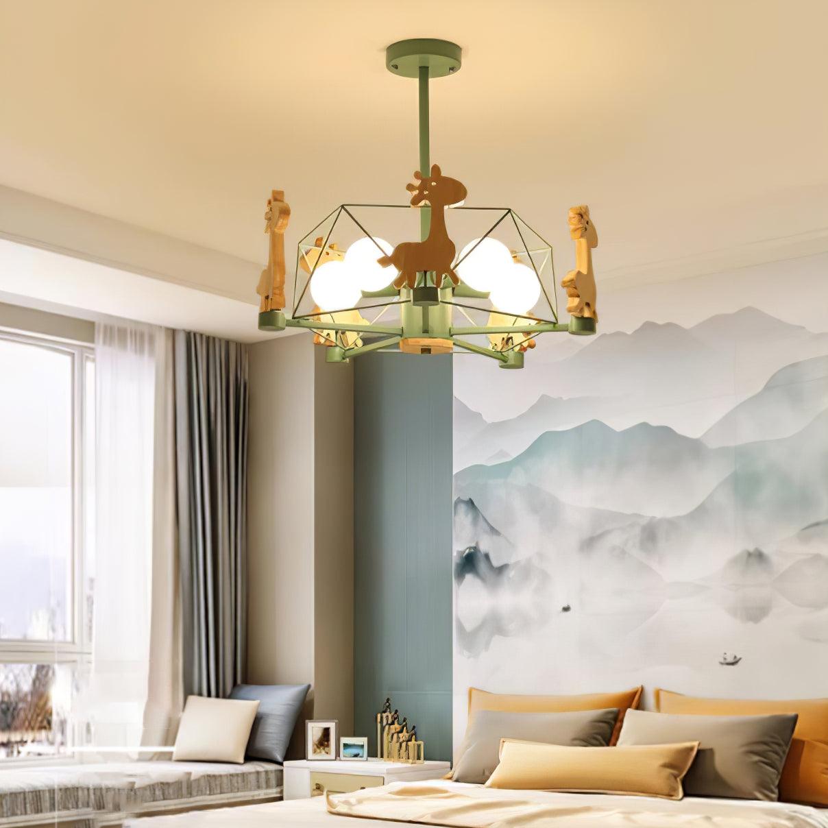 Lovely Deer Wooden Chandelier - Cueteks