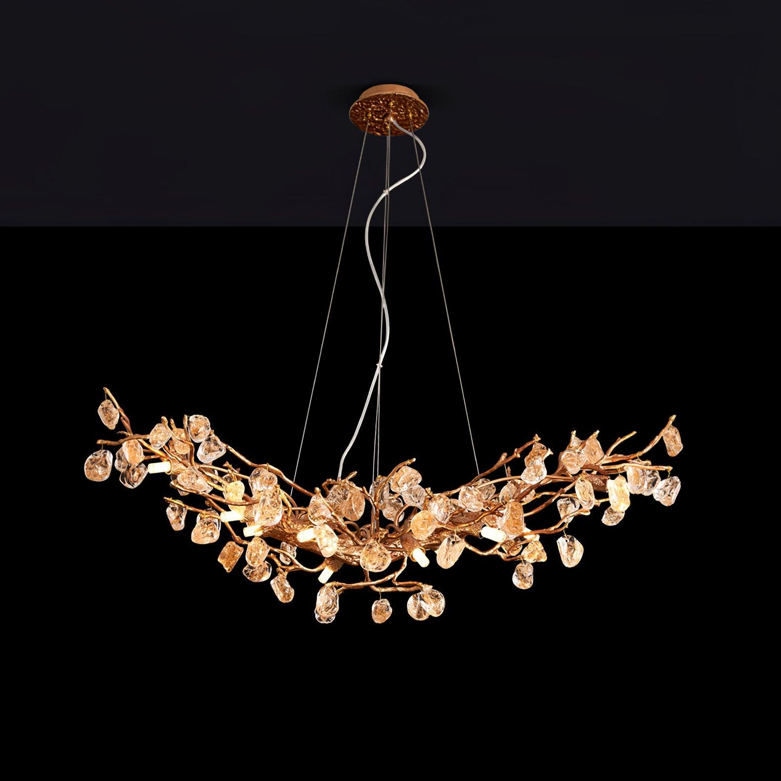 Stone Crystal Brass Chandelier - Cueteks