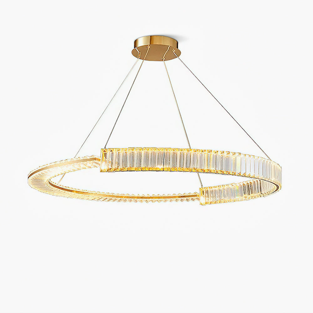 Stella open overlapping crystal ring with suspension wires and canopy