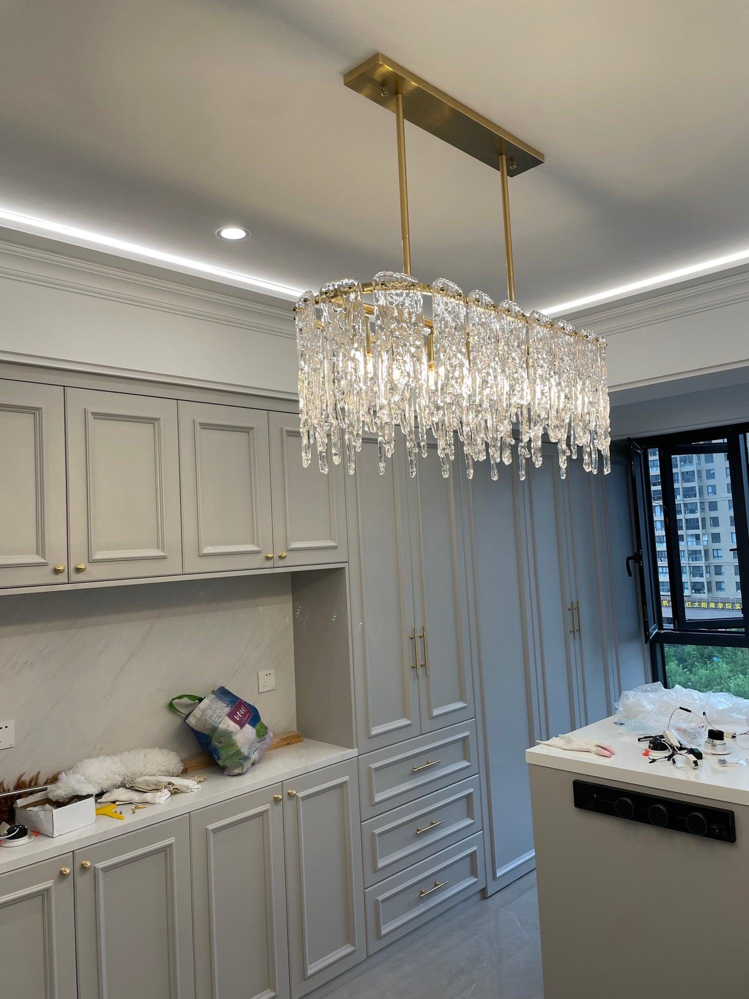 Rectangular Icicle Glass Chandelier - Cueteks