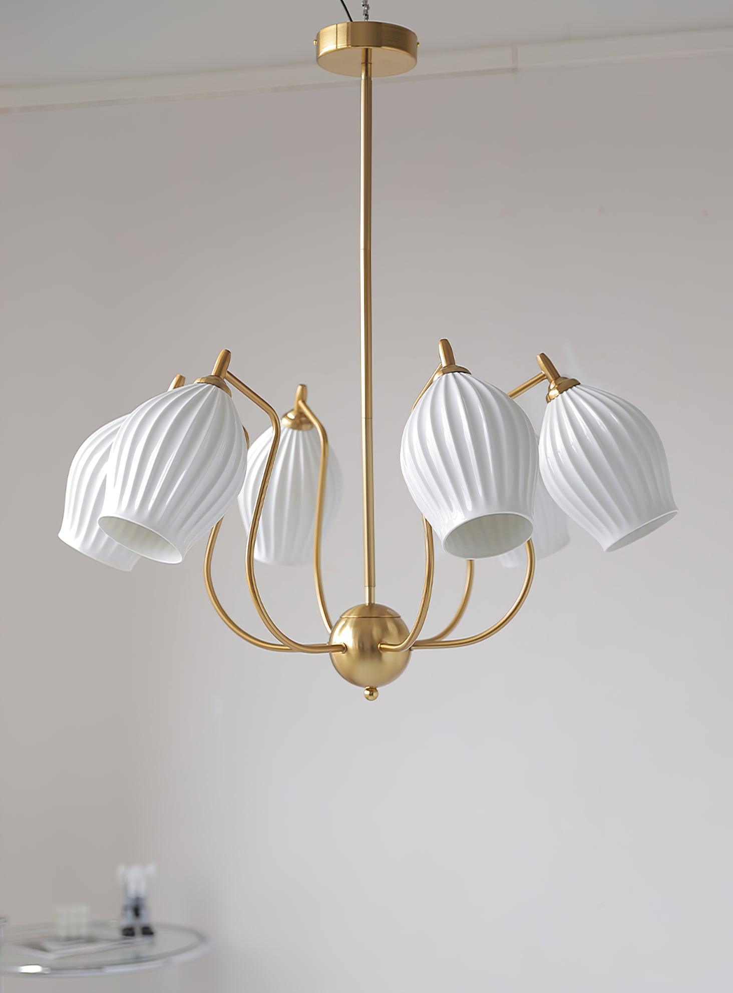 Ceramic Ribbed Chandelier - Cueteks