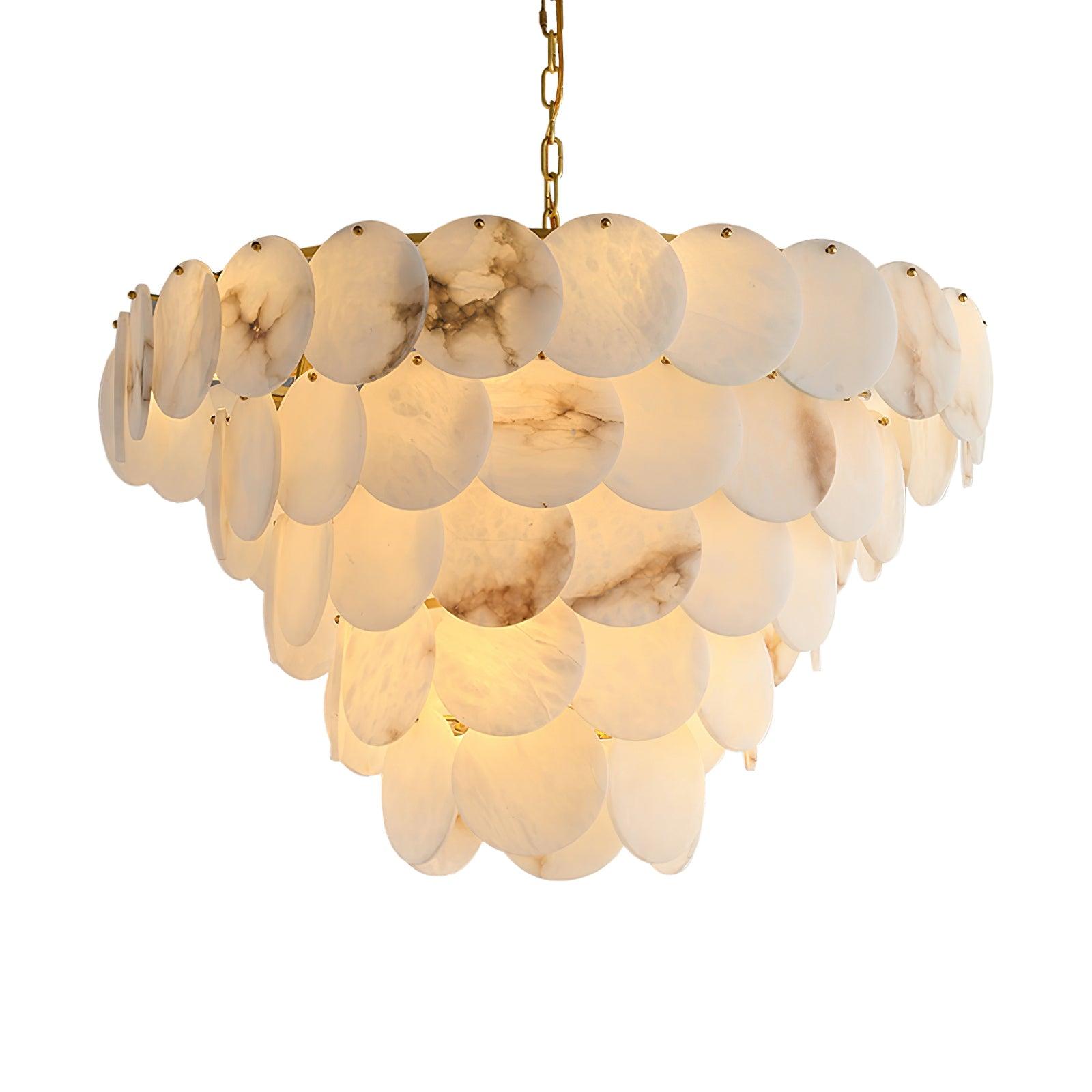 Alabaster Shell Brass Chandelier - Cueteks