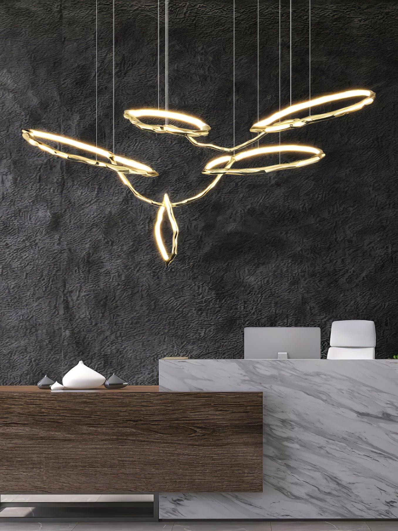 Cloud Rings Series Brass Chandelier - Cueteks