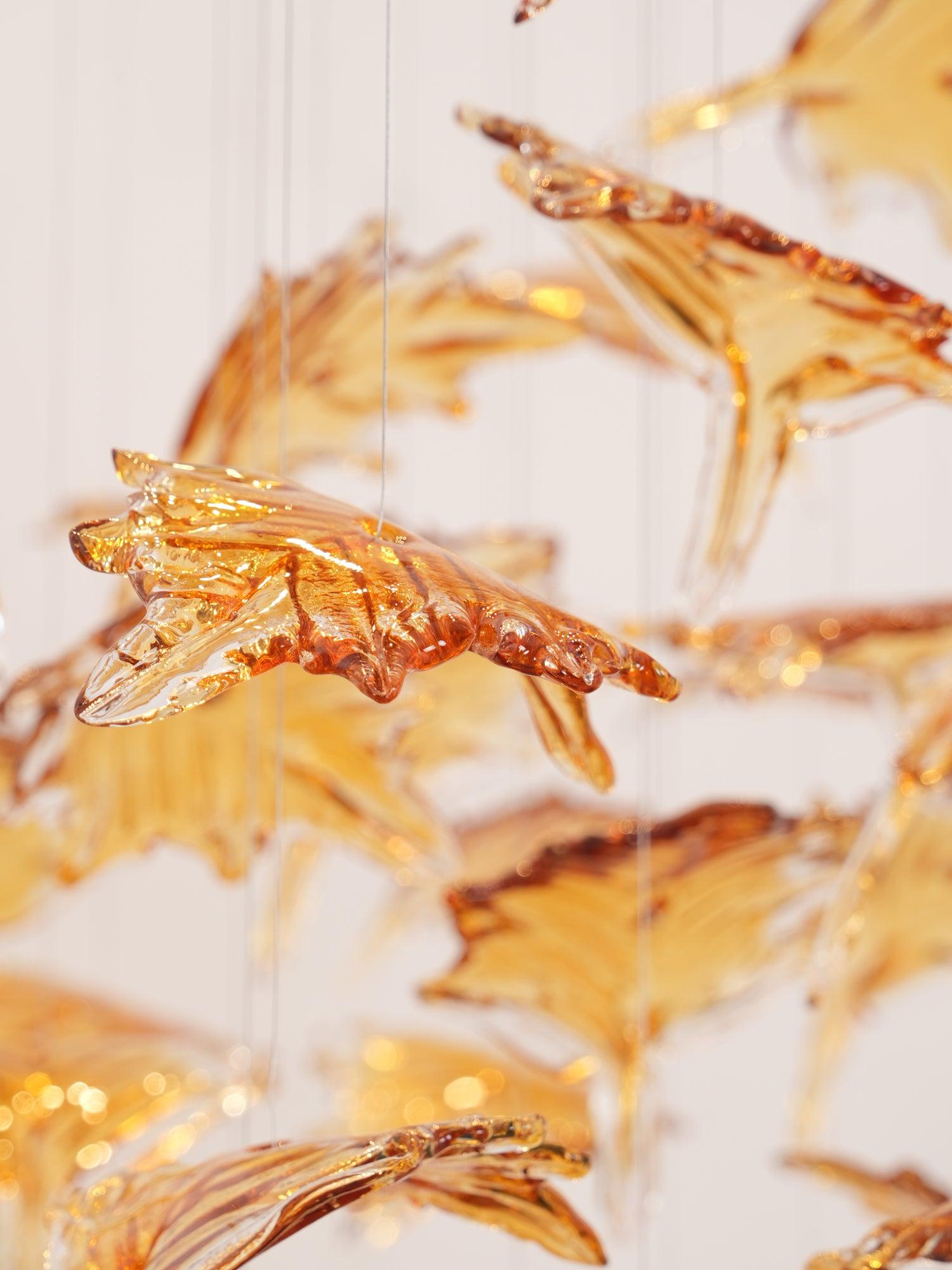 Multicolor Crystal Maple Leaf Chandelier - Cueteks