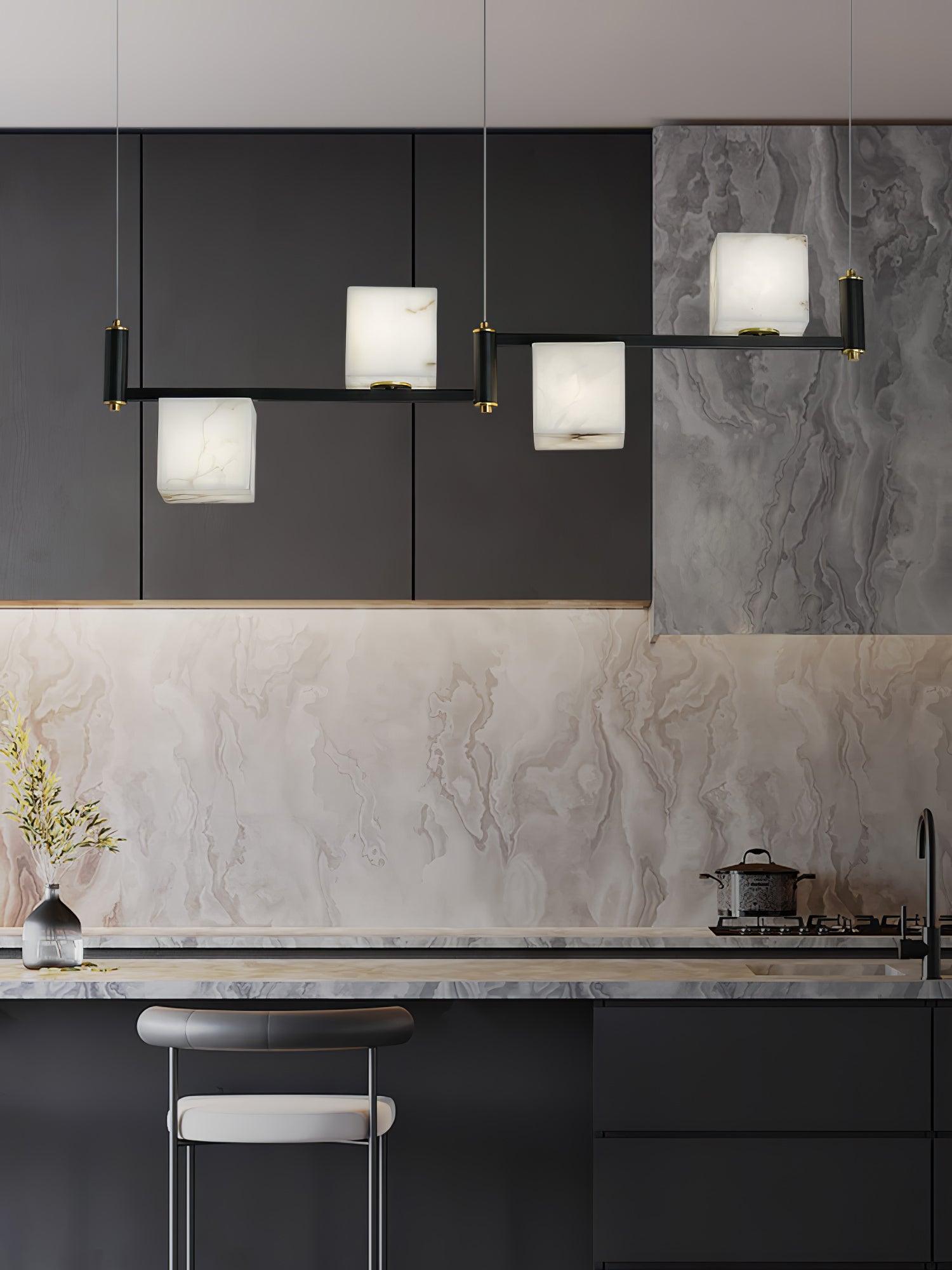 Alabaster Square Box Chandelier - Cueteks