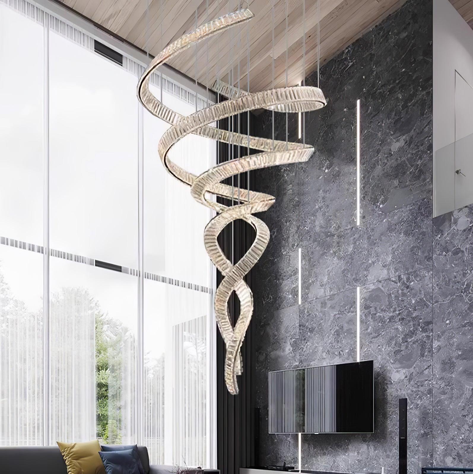 Long Spiral Crystal Chandelier - Cueteks