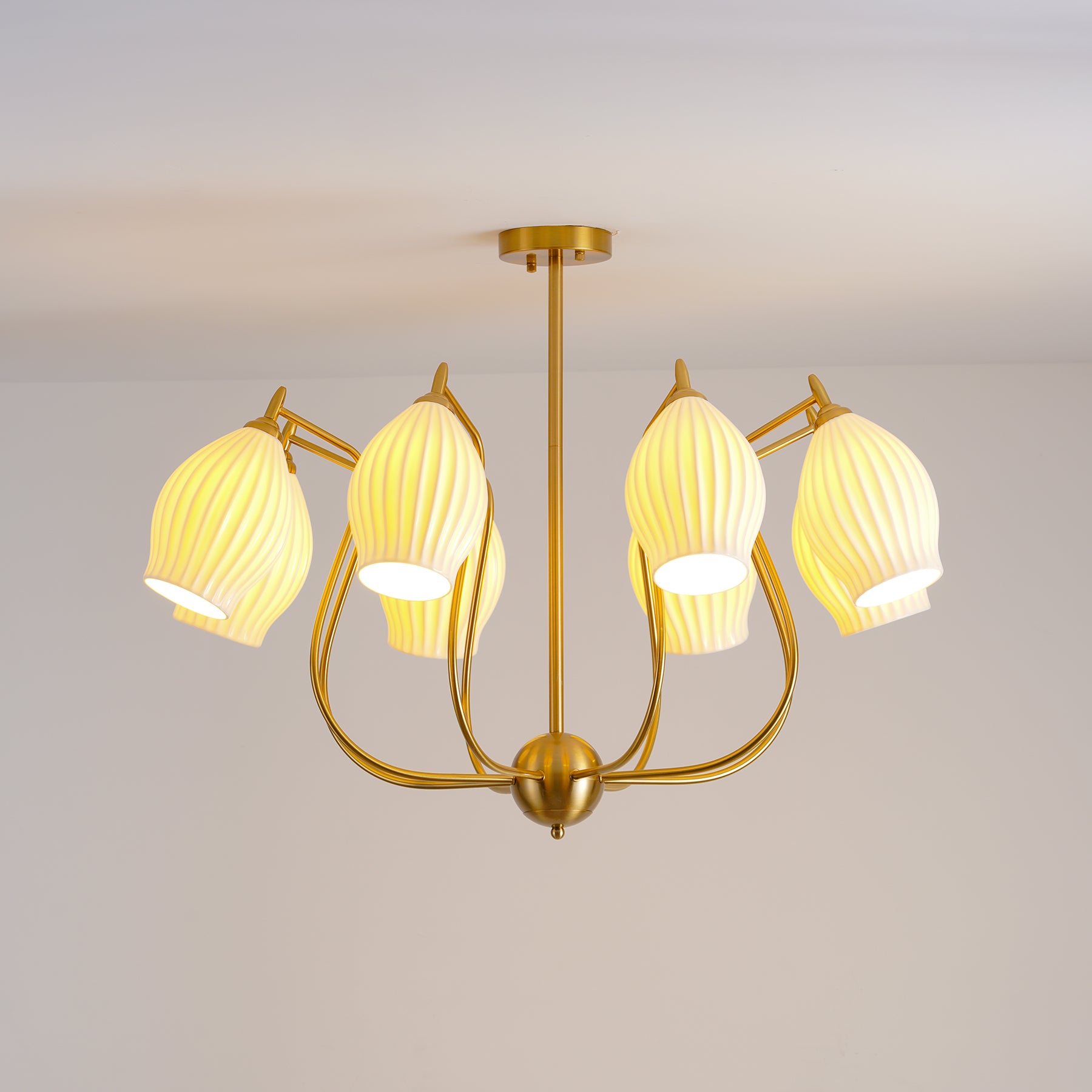 Ceramic Ribbed Chandelier - Cueteks