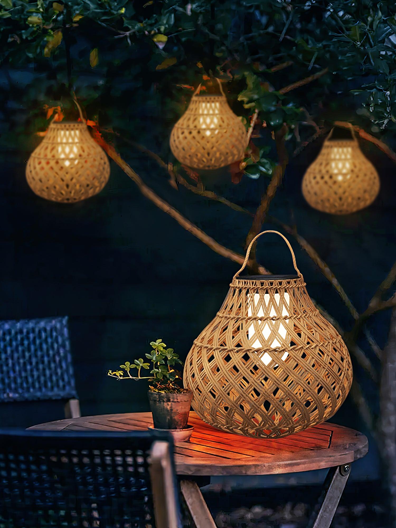 Woven Sphere Solar Lantern Outdoor Lamp - Cueteks