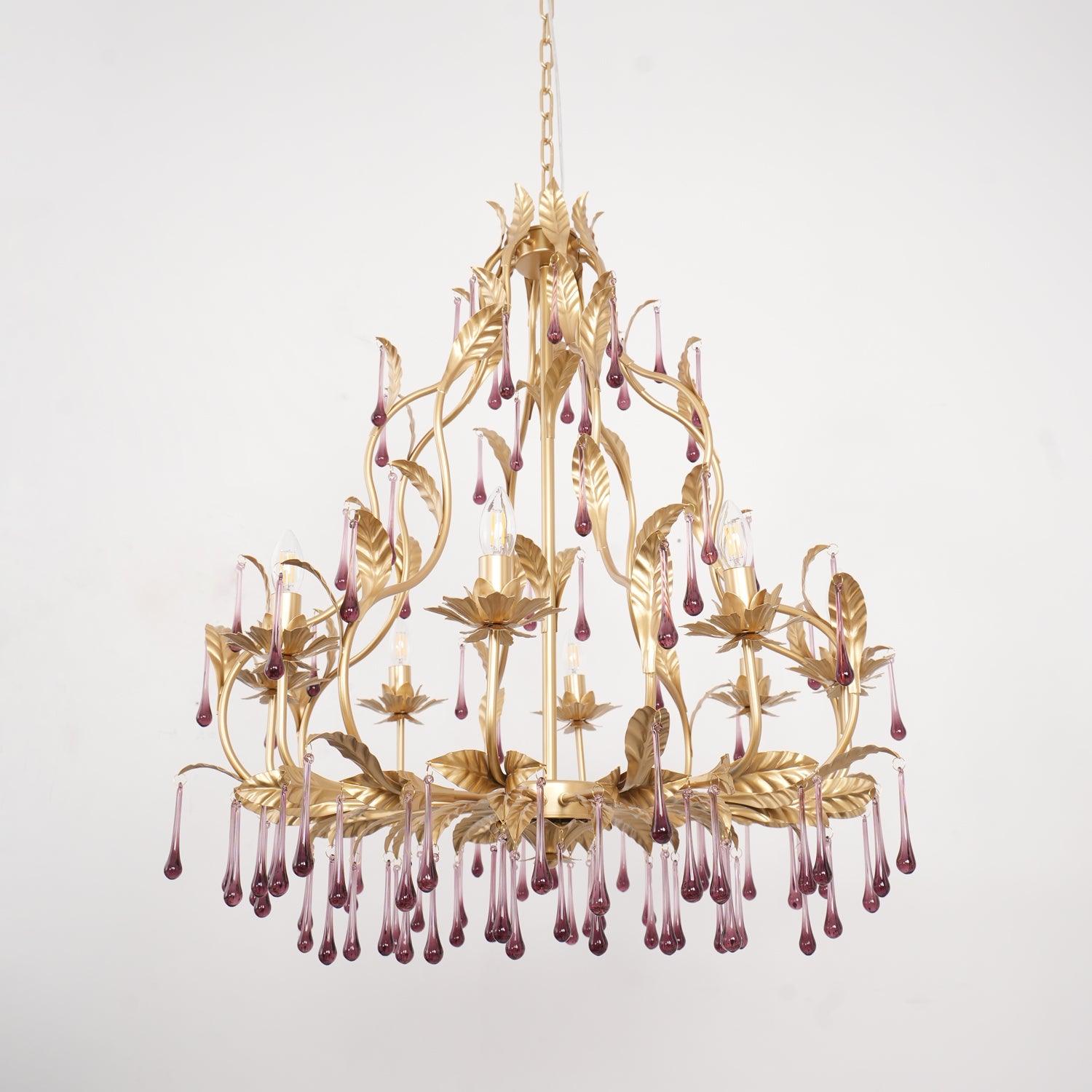 Amethyst Drops Crystal Chandelier - Cueteks