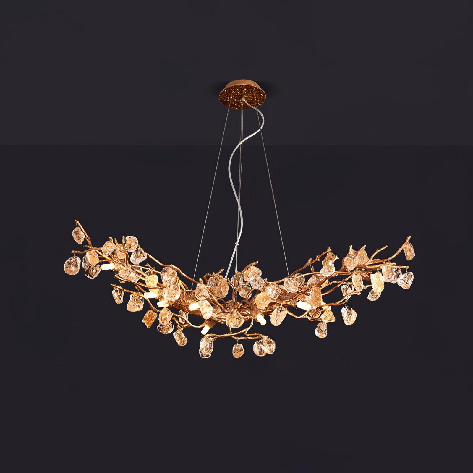 Stone Crystal Brass Chandelier - Cueteks