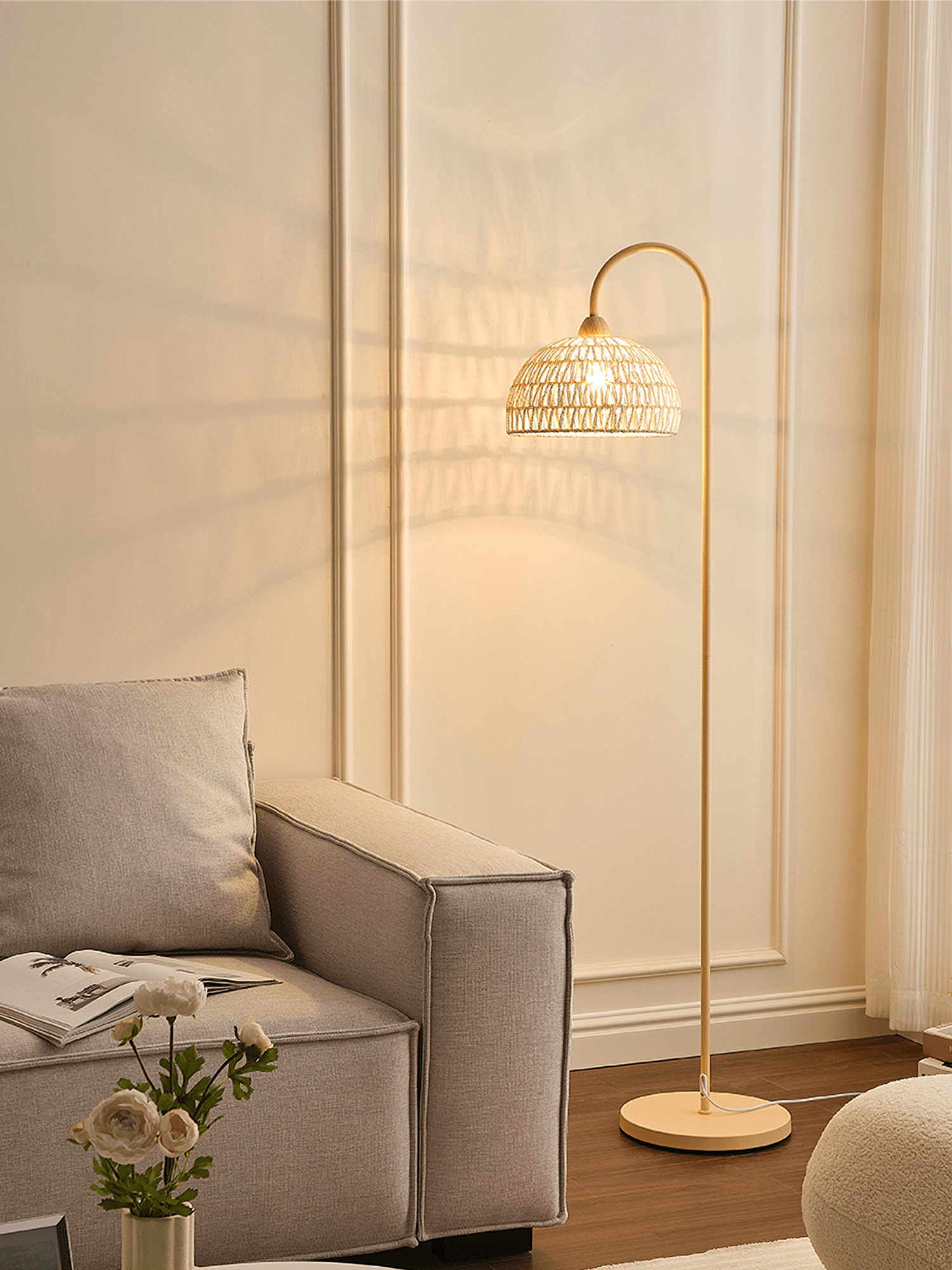 Rattan Arch Floor Lamp - Cueteks