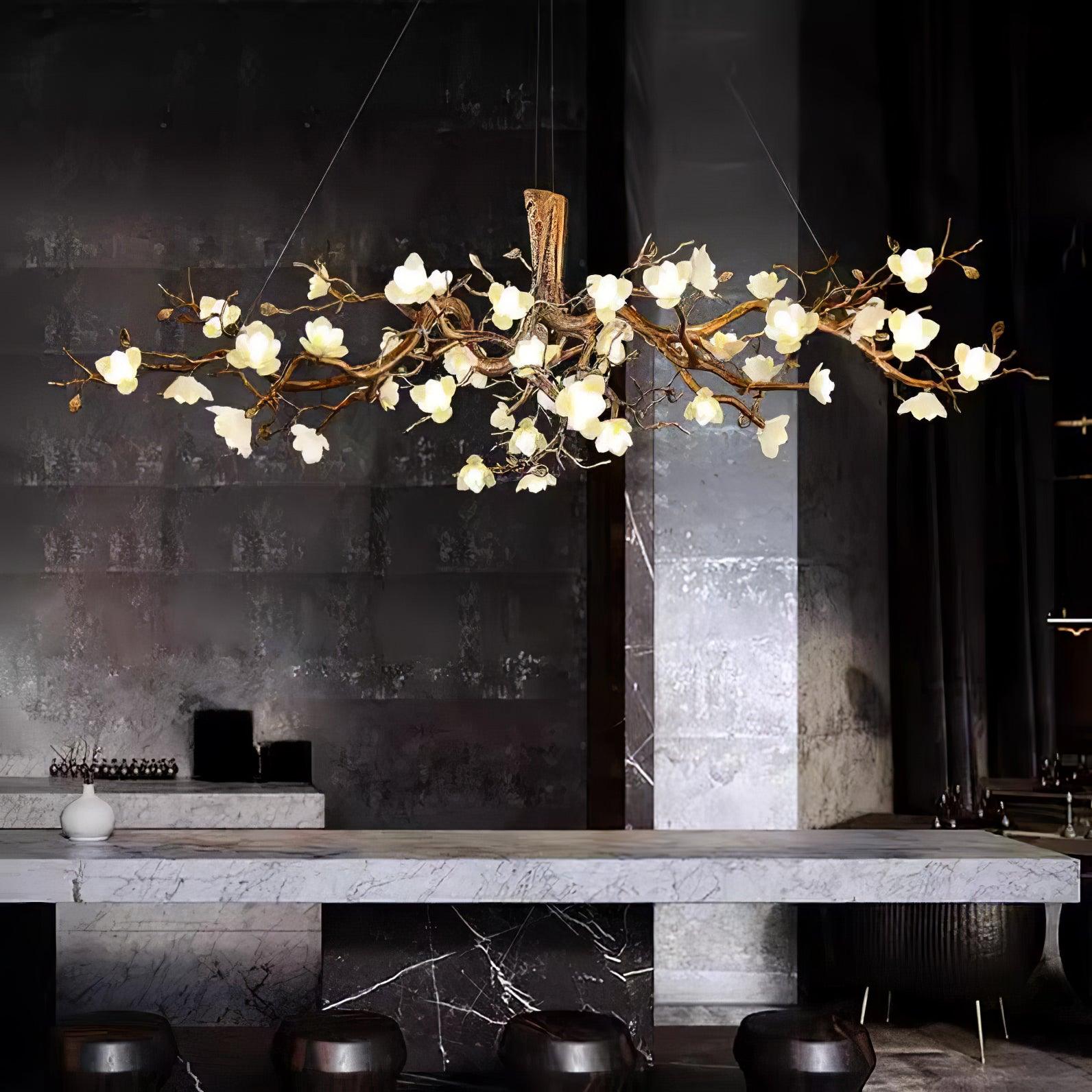 Flower Bloom Branch Brass Chandelier - Cueteks