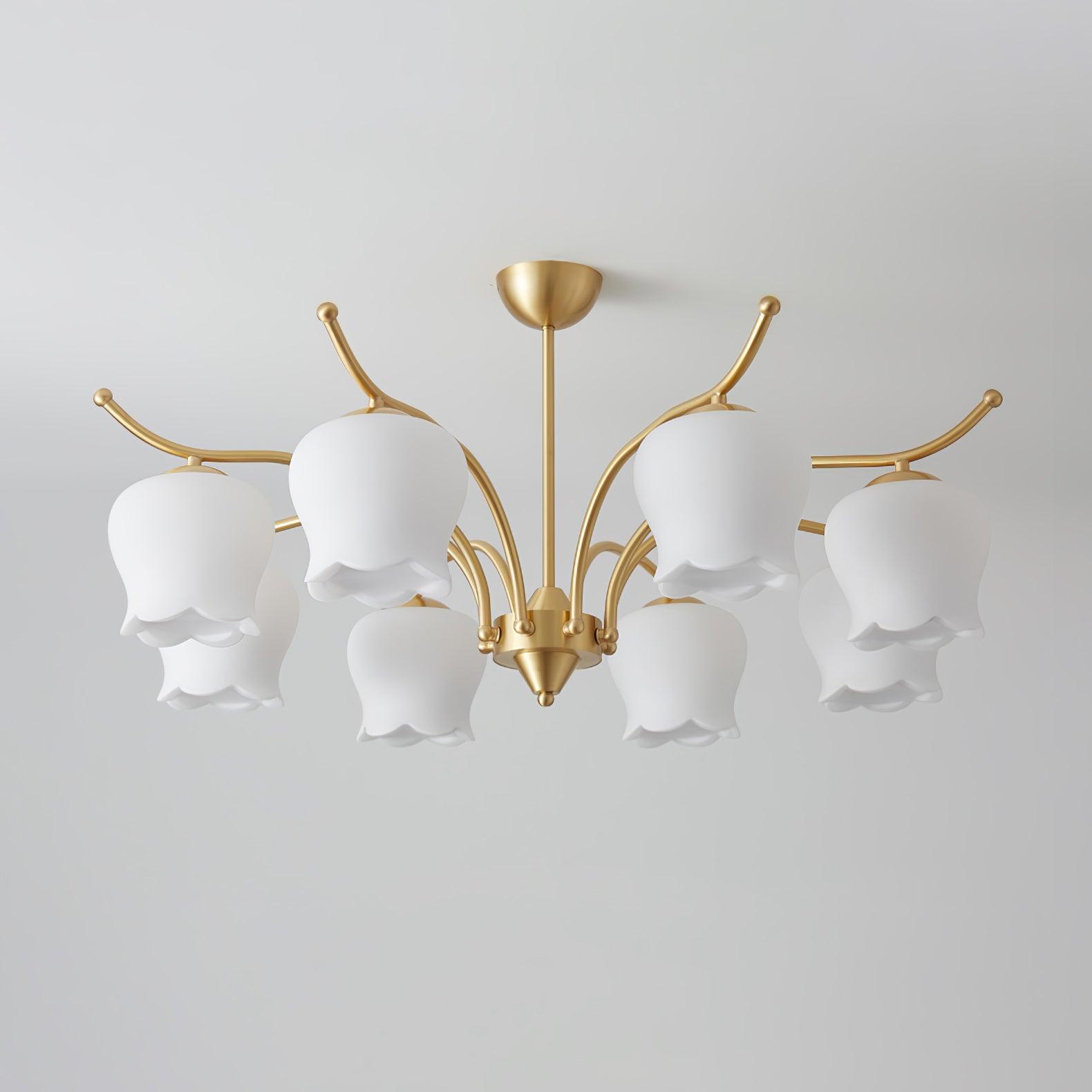 Tulip Brass Chandelier - Cueteks