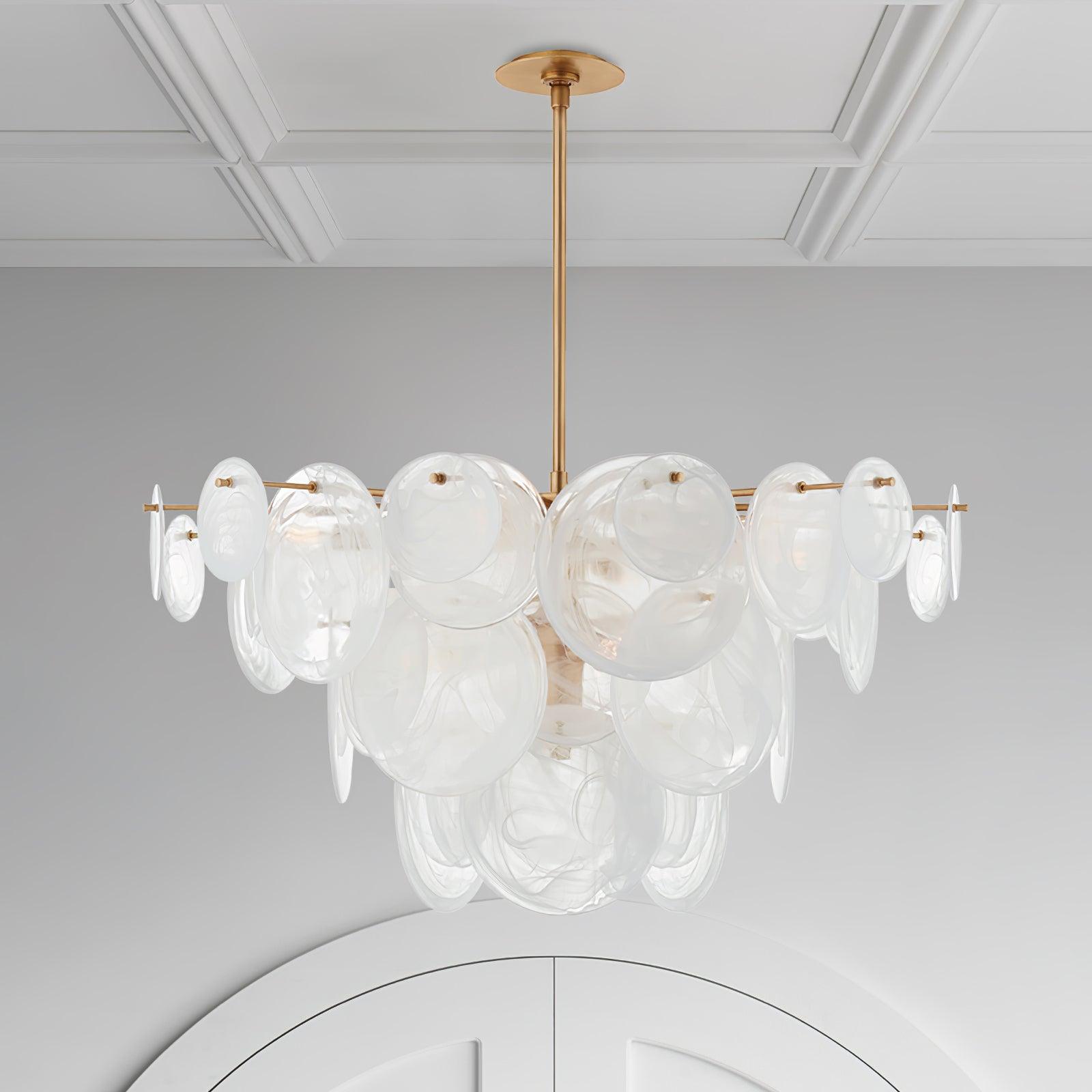 Brass Discs Cascading Chandelier - Cueteks
