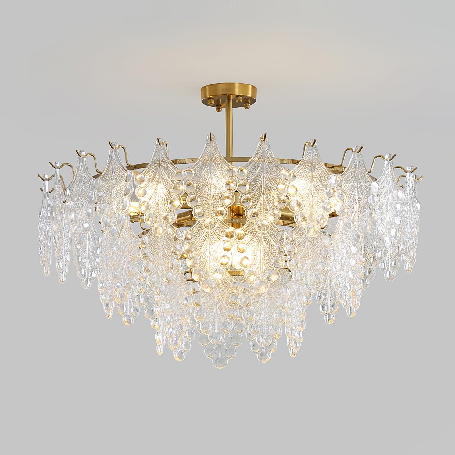 Tiered Carved Glass Chandelier - Cueteks