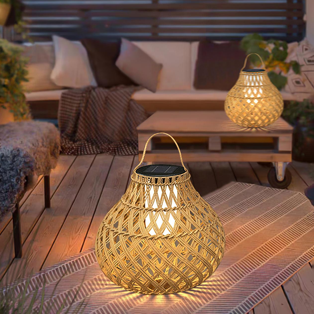 Woven Sphere Solar Lantern Outdoor Lamp - Cueteks